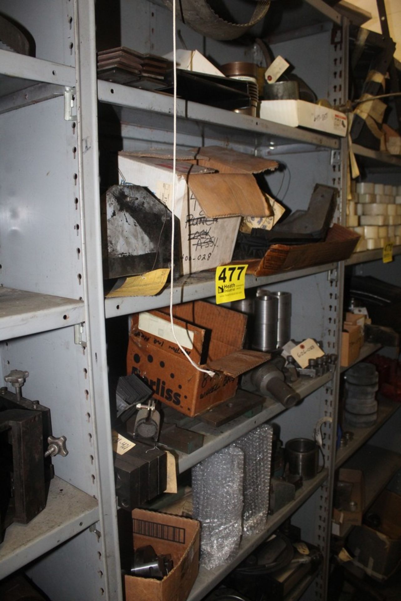 ASSORTED WHITNEY PARTS ON (1) SECTION OF SHELVING: 647 COUPLERS, ENCODERS, 630 DROP STOPS, Y-GAGING,