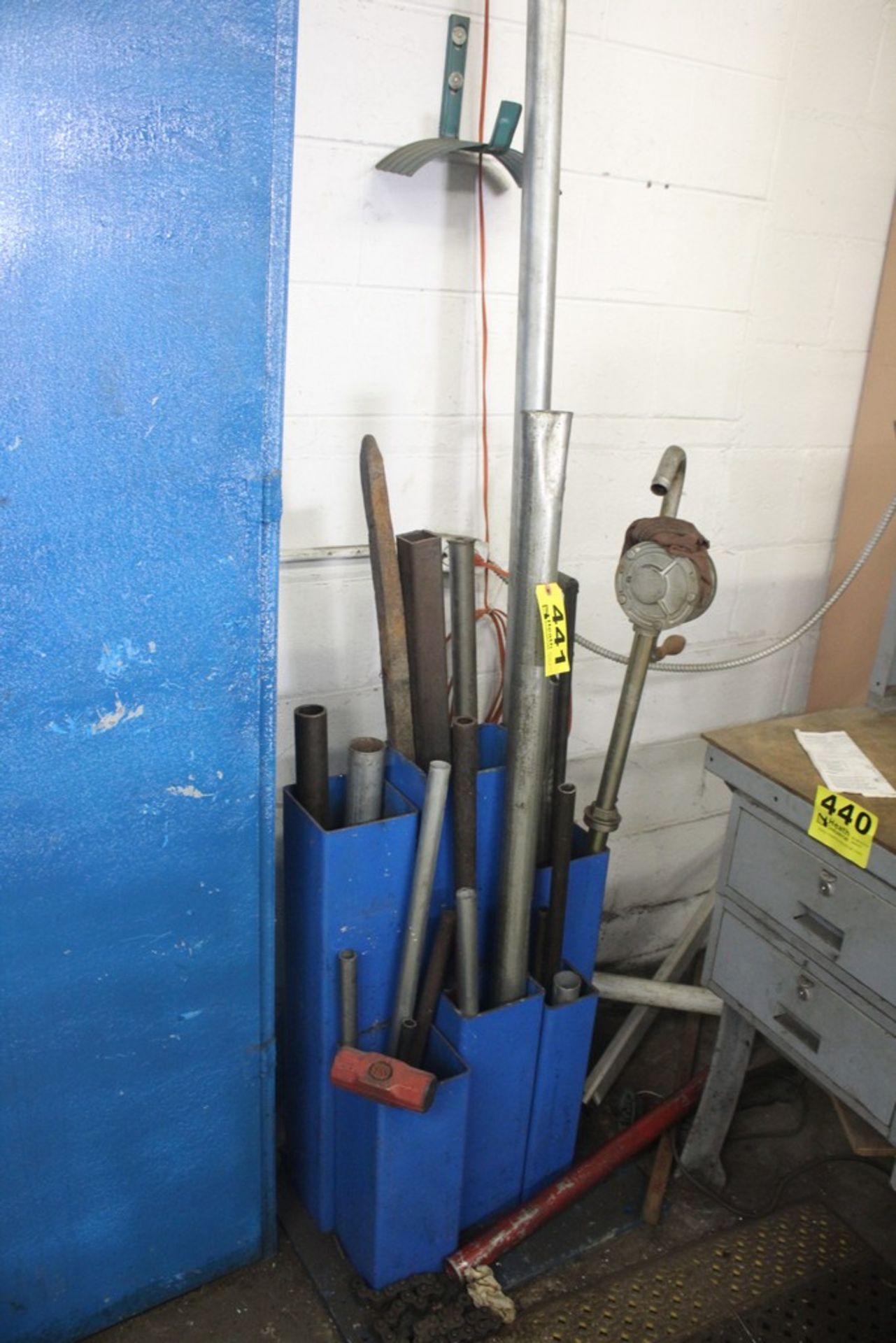 STEEL STORAGE RACK WITH CONTENTS