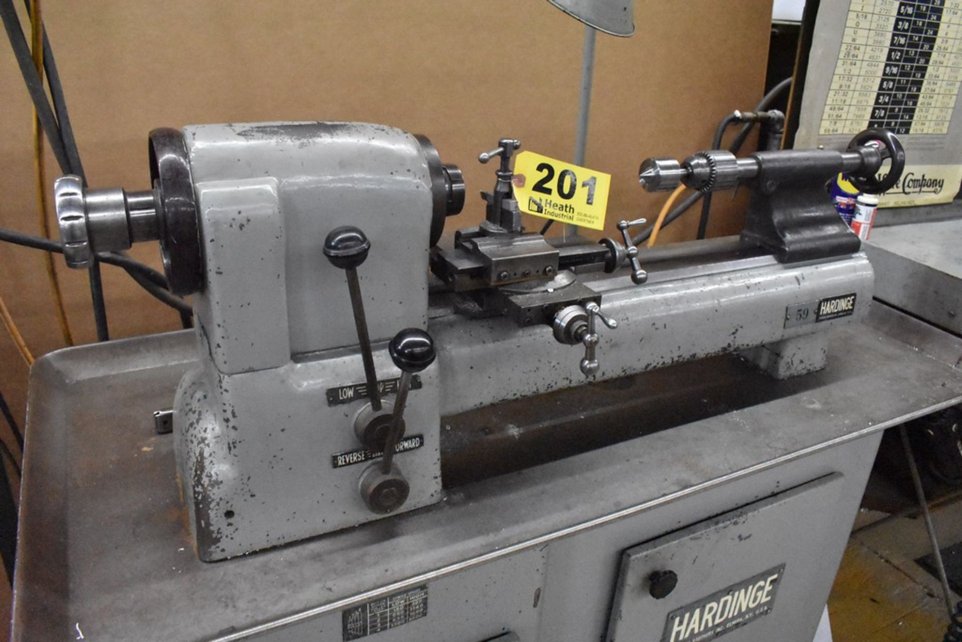 HARDINGE NO. 59 PRECISION SPLIT BED LATHE, S/N 59-23537-1, WITH SWIVEL COMPOUND - Image 9 of 11