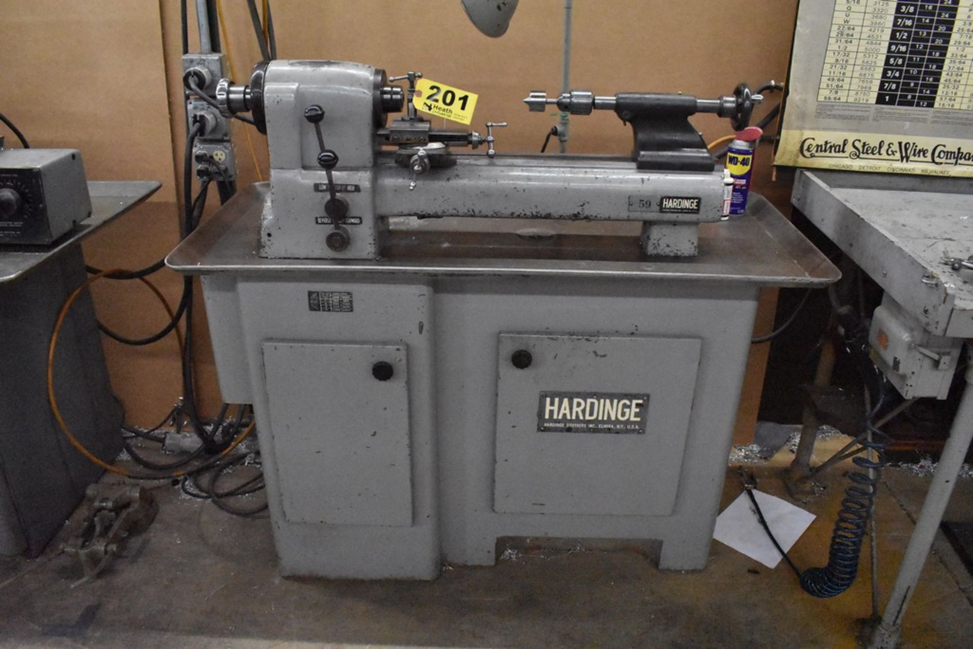 HARDINGE NO. 59 PRECISION SPLIT BED LATHE, S/N 59-23537-1, WITH SWIVEL COMPOUND - Image 2 of 11