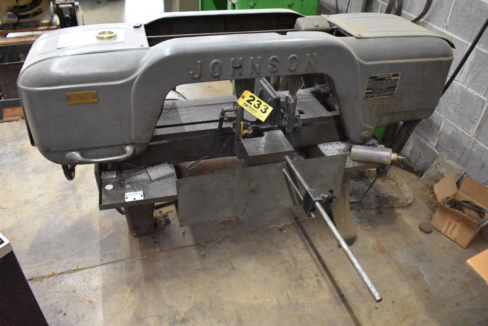 JOHNSON MODEL J HORIZONTAL BAND SAW, S/N J-12844