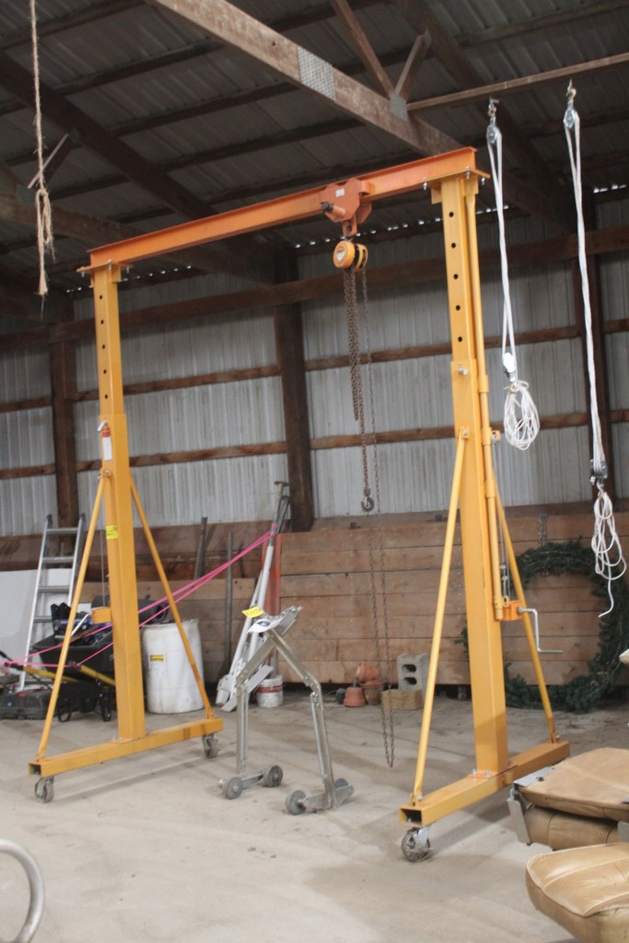 2,000 LB. GANTRY CRANE, 148" MAX. HEIGHT, 99-1/2" MIN. HEIGHT, 96" BETWEEN FRAMES, WITH - Image 2 of 5