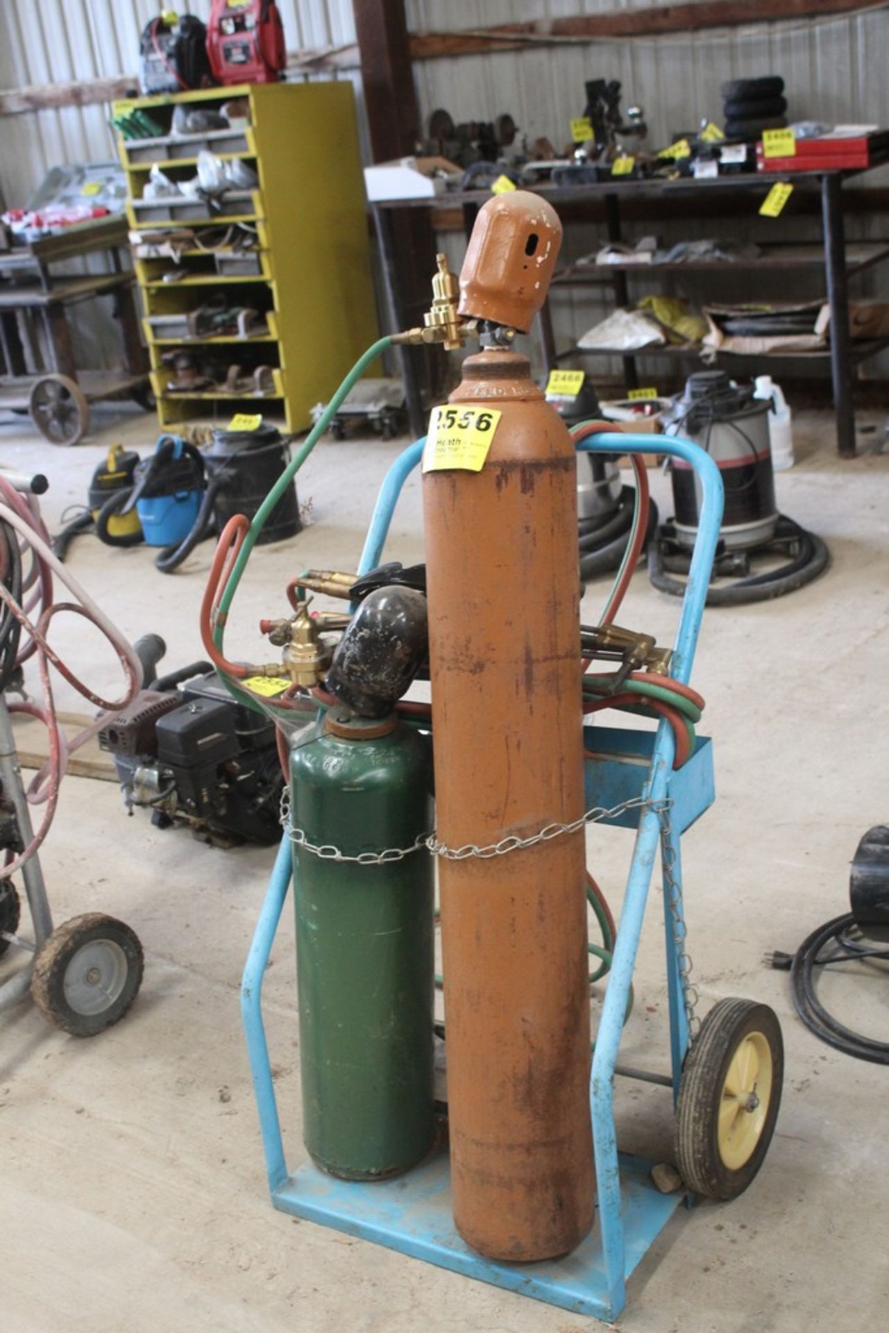 TORCH CART WITH TANK,HOSE, GAUGES & (3) TORCHES