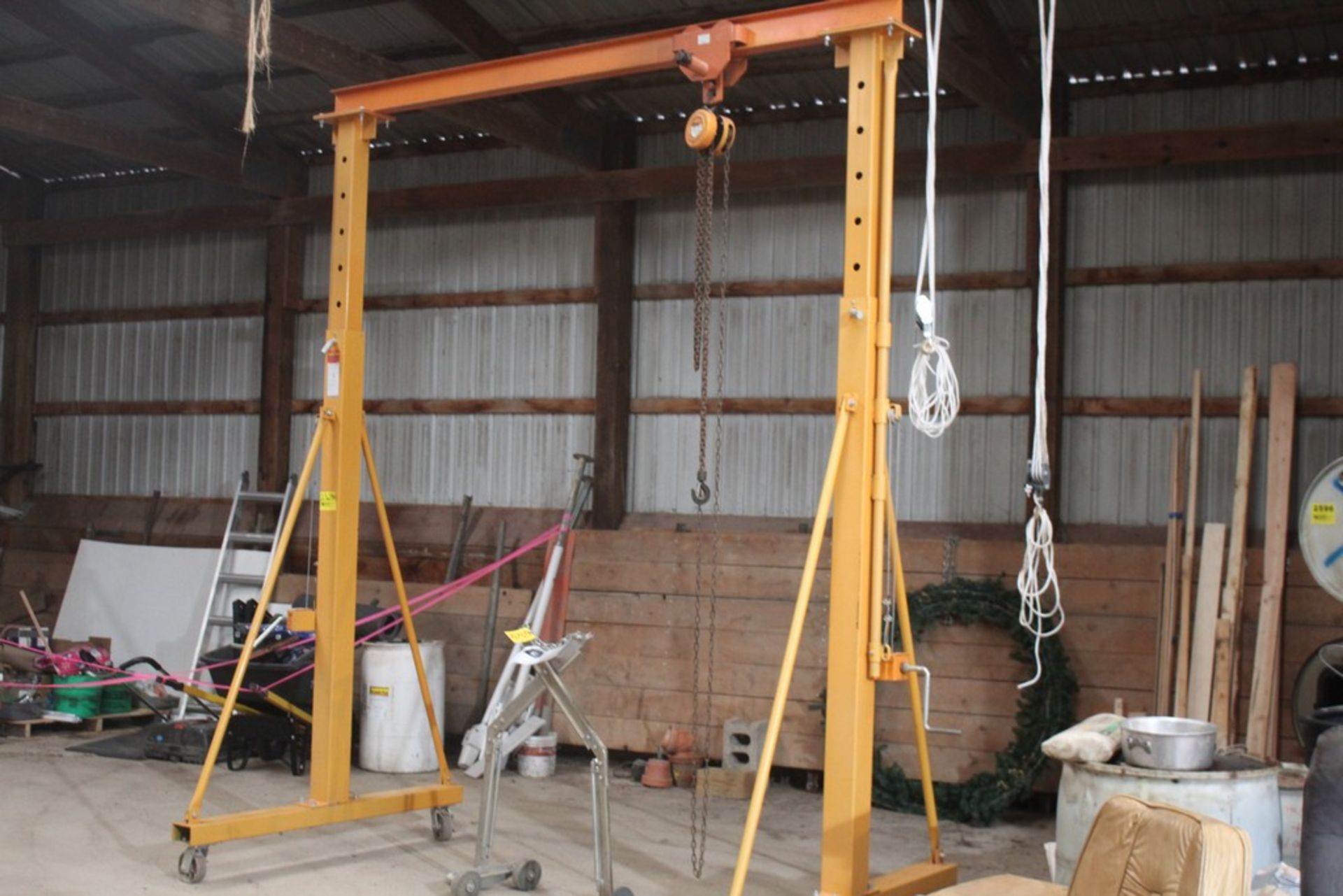 2,000 LB. GANTRY CRANE, 148" MAX. HEIGHT, 99-1/2" MIN. HEIGHT, 96" BETWEEN FRAMES, WITH