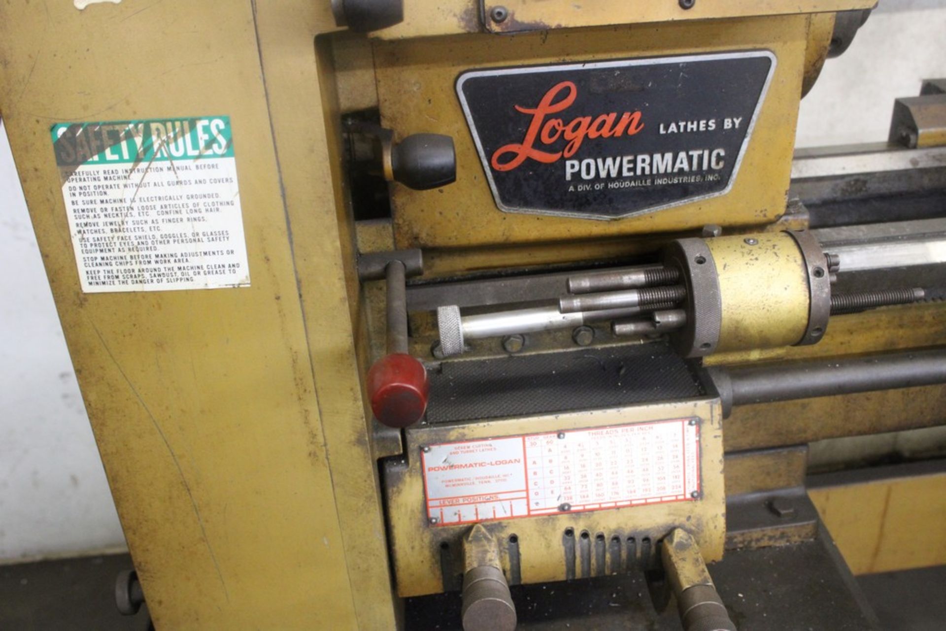 LOGAN/POWERMATIC 14"X40" MODEL 1140016.D4H TOOL ROOM LATHE, S/N 90157, WITH COLLET CHUCK, MINIWIZARD - Image 6 of 8