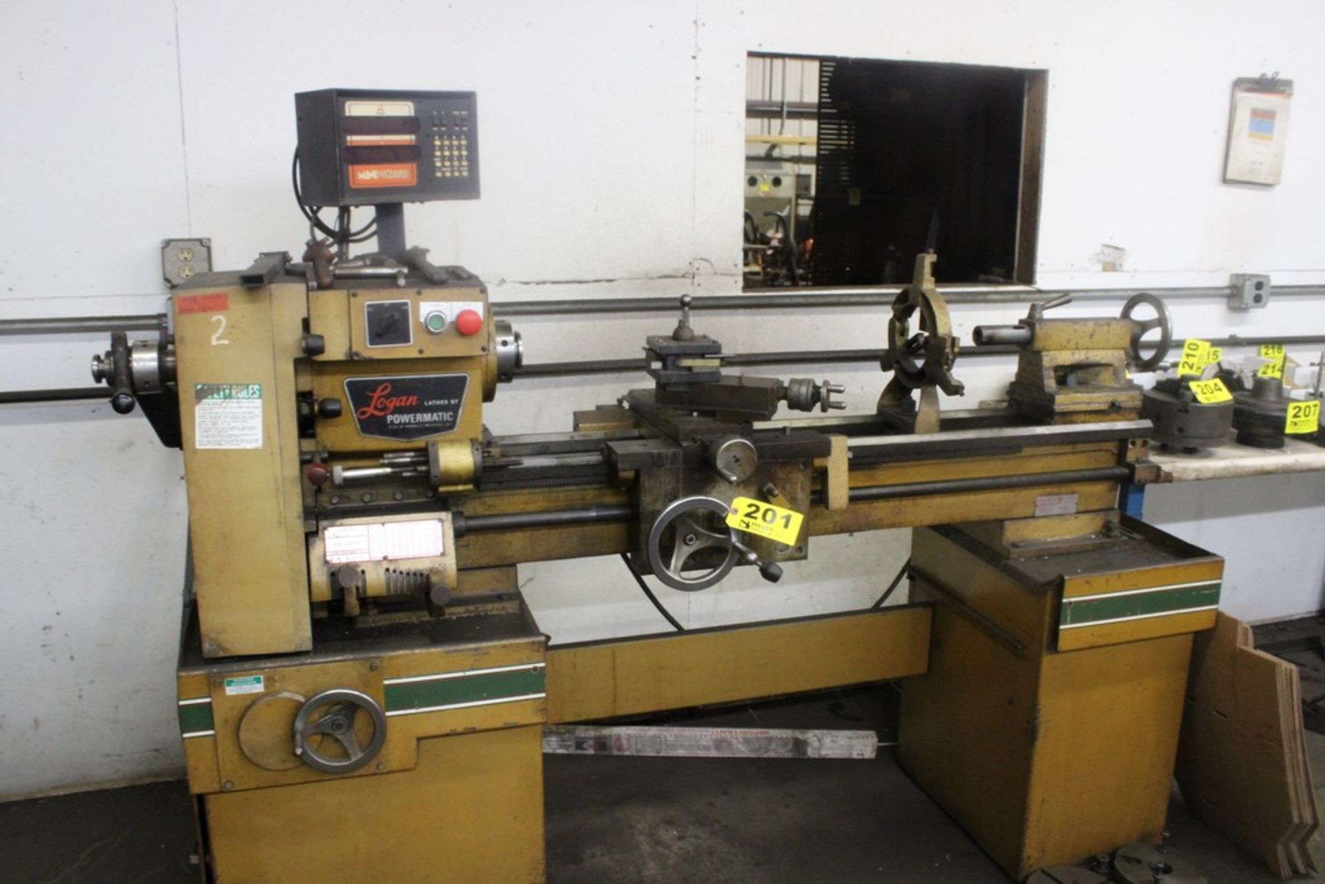 LOGAN/POWERMATIC 14"X40" MODEL 1140016.D4H TOOL ROOM LATHE, S/N 90157, WITH COLLET CHUCK, MINIWIZARD