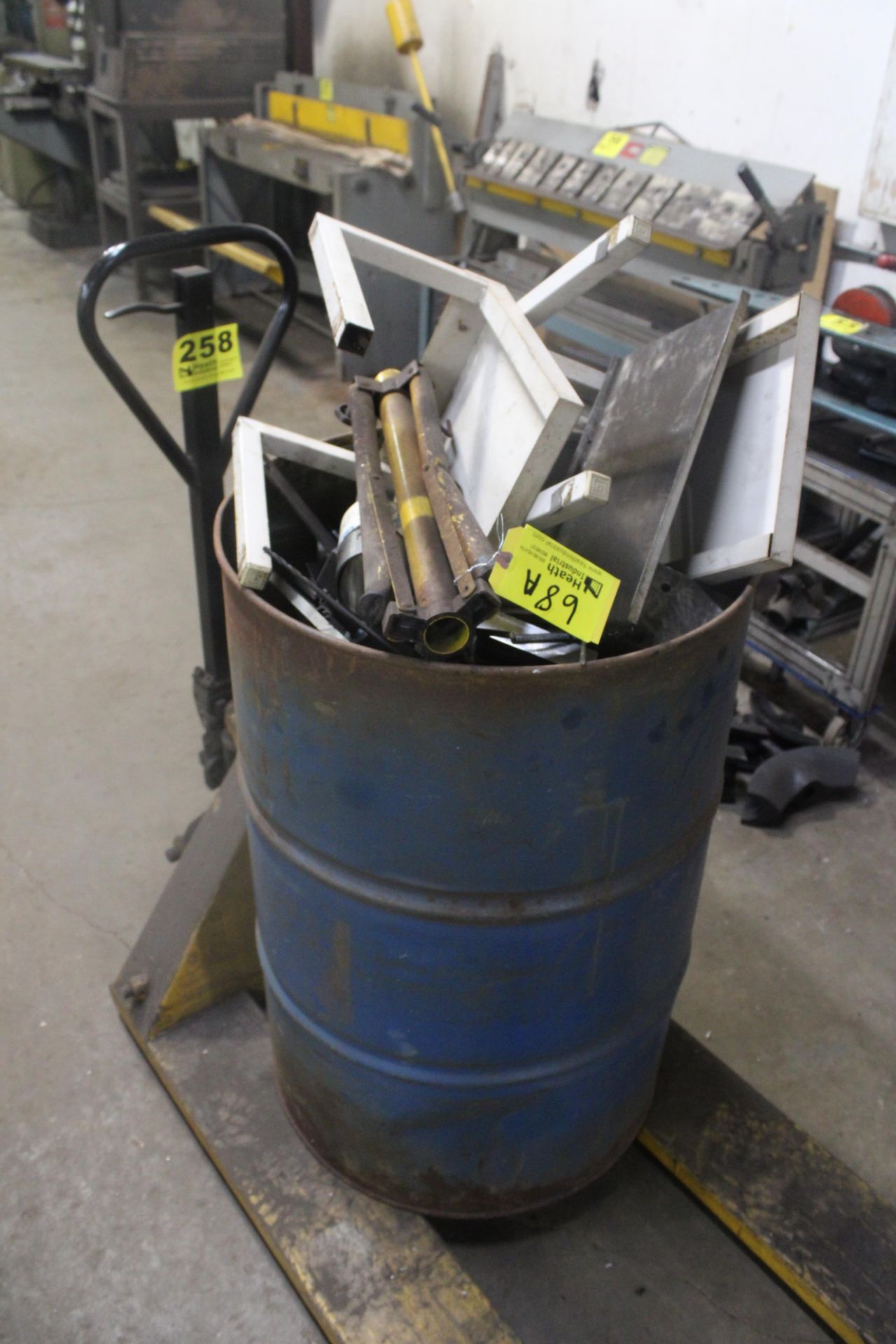 55 GALLON STEEL DRUM WITH SCRAP METAL