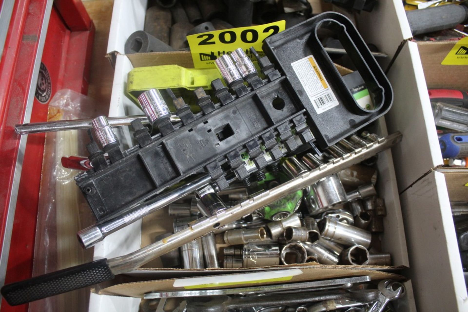 LARGE ASSORTMENT OF SOCKETS AND RATCHET ACCESSORIES IN BOX