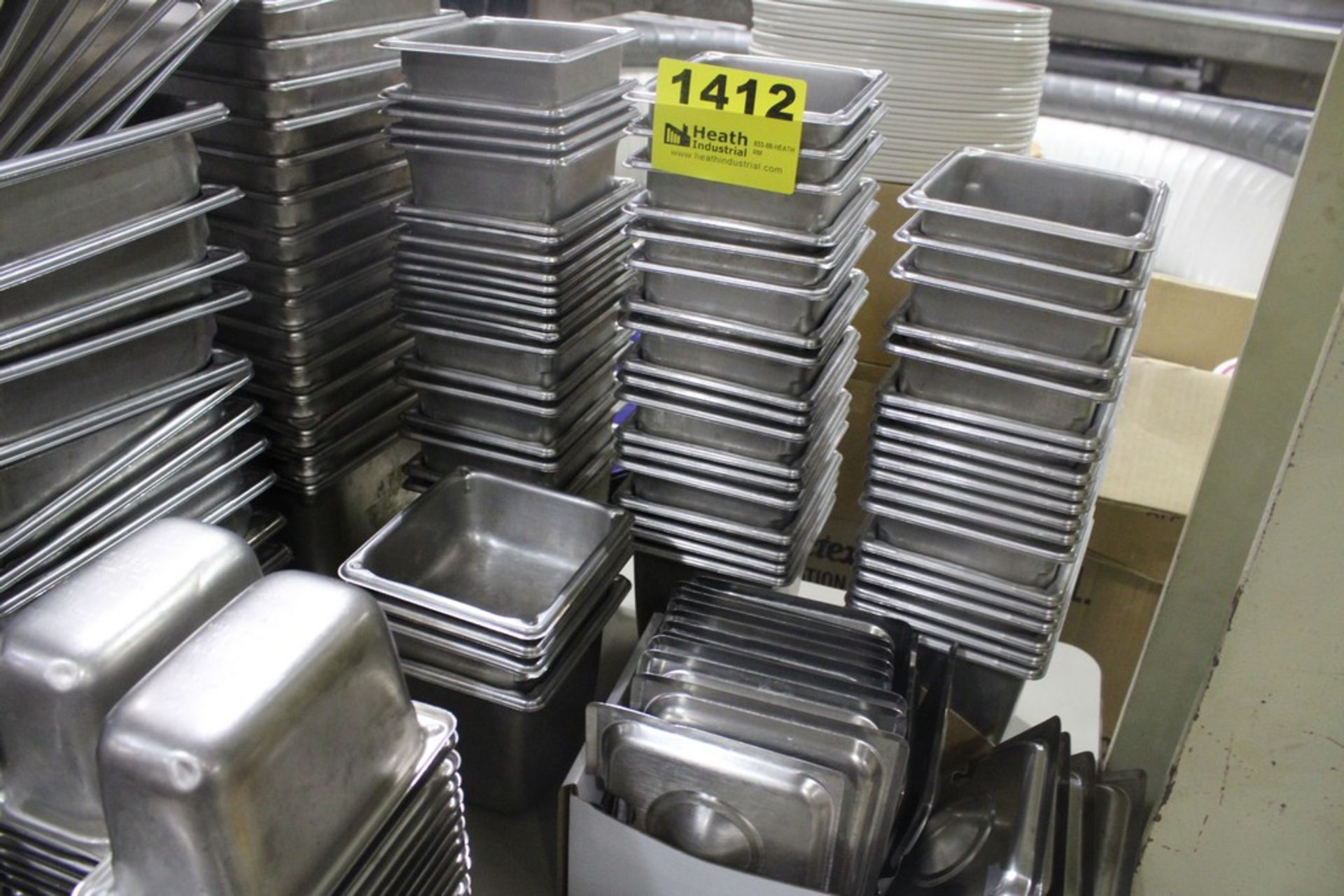 (62) STAINLESS STEEL PANS, 6" X 6" WITH (20) LIDS
