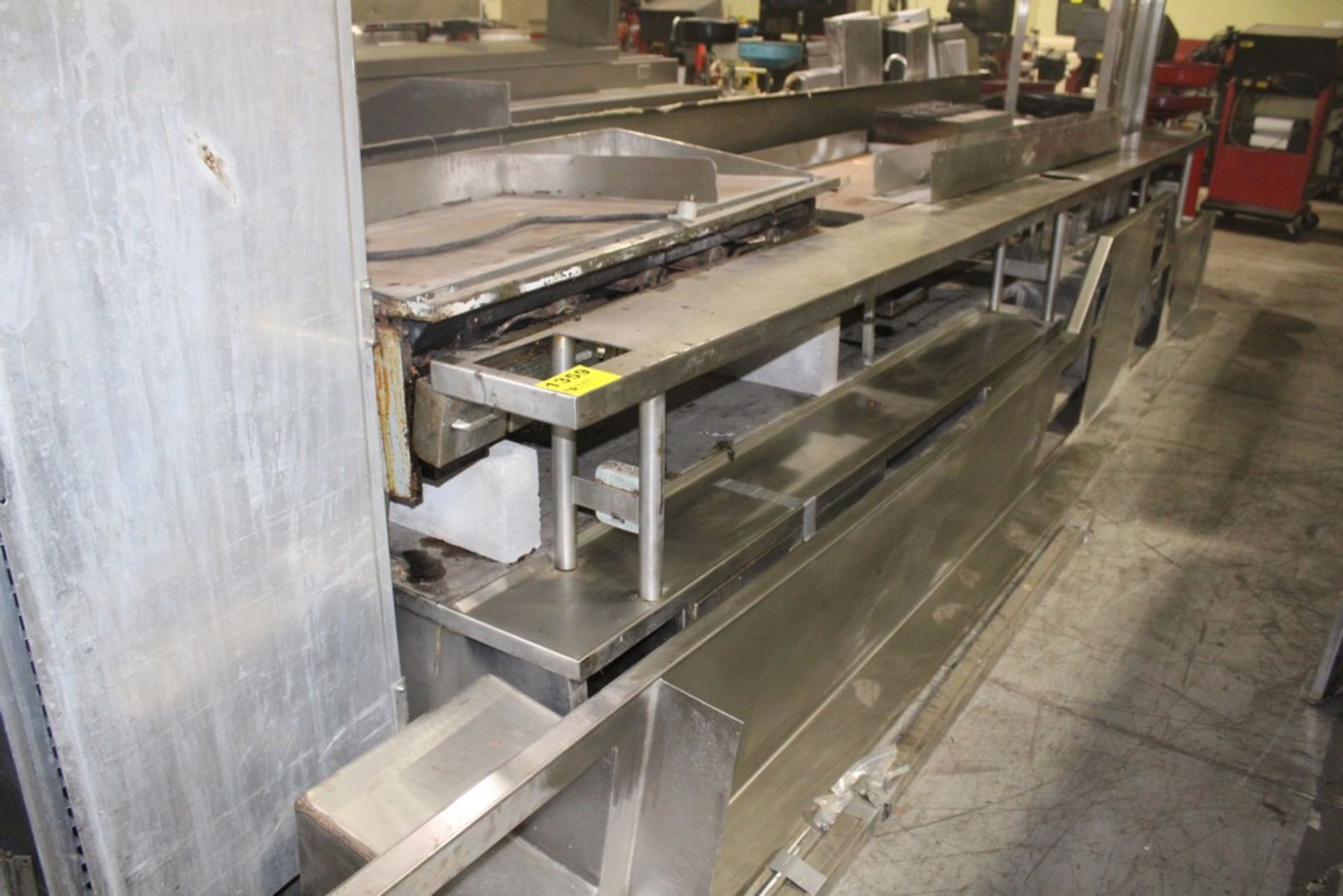 STAINLESS STEEL COUNTER WITH BUILT IN SKILLETS & EXTRA STAINLESS STEE COUNTER TOP