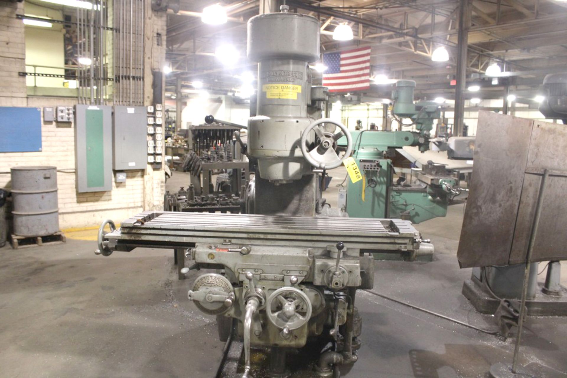 KEARNEY & TRECKER MODEL 10HP-2CK VERTICAL MILL, S/N 4-7466, 13”X58” TABLE, 1500 RPM SPINDLE