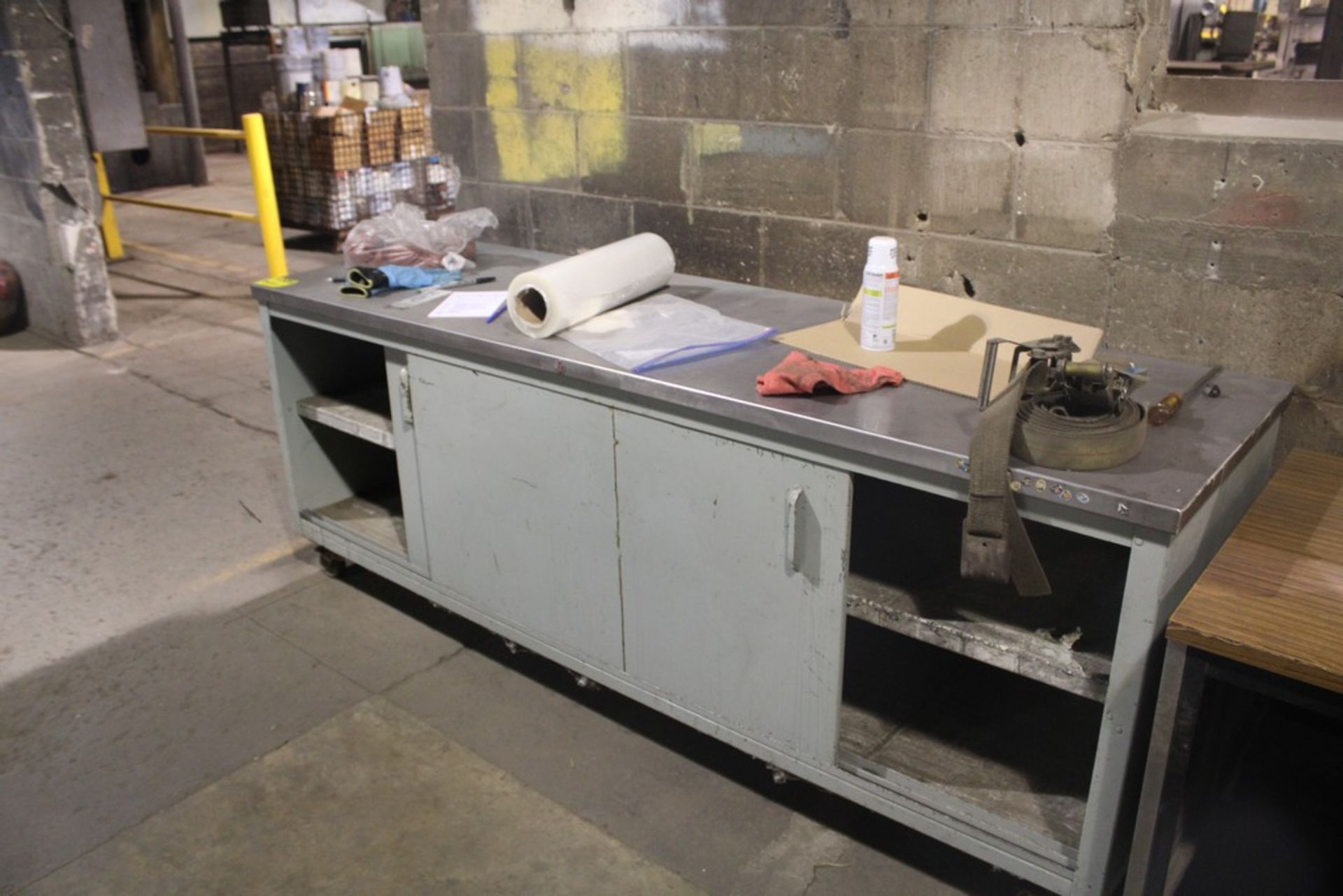 STEEL CABINET / TABLE 90" X 27" X 34"