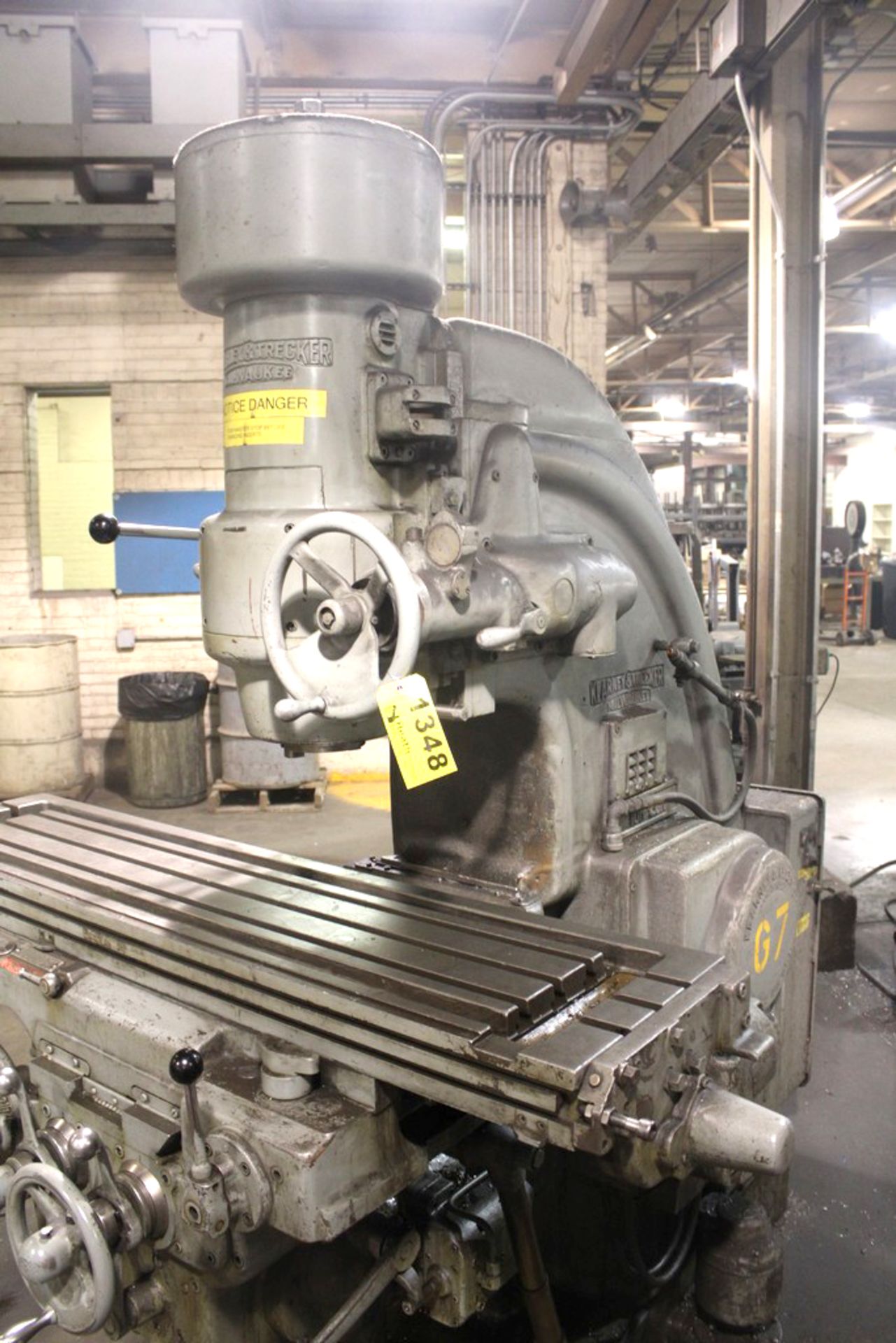 KEARNEY & TRECKER MODEL 10HP-2CK VERTICAL MILL, S/N 4-7466, 13”X58” TABLE, 1500 RPM SPINDLE - Image 6 of 6