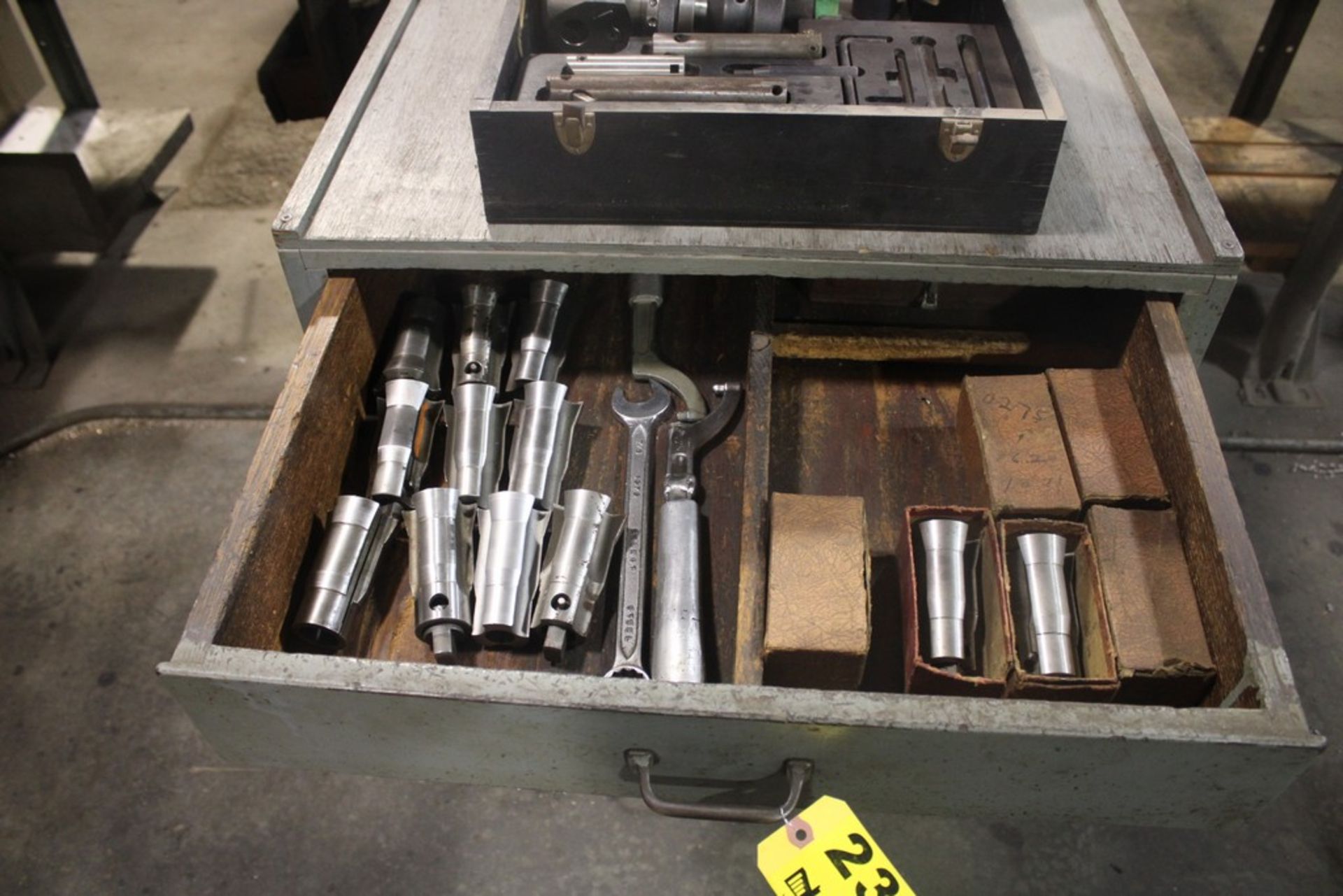 PRATT & WHITNEY TOOL CABINET WITH COLLETS, WRENCHES, HOLD DOWNS - Image 2 of 3