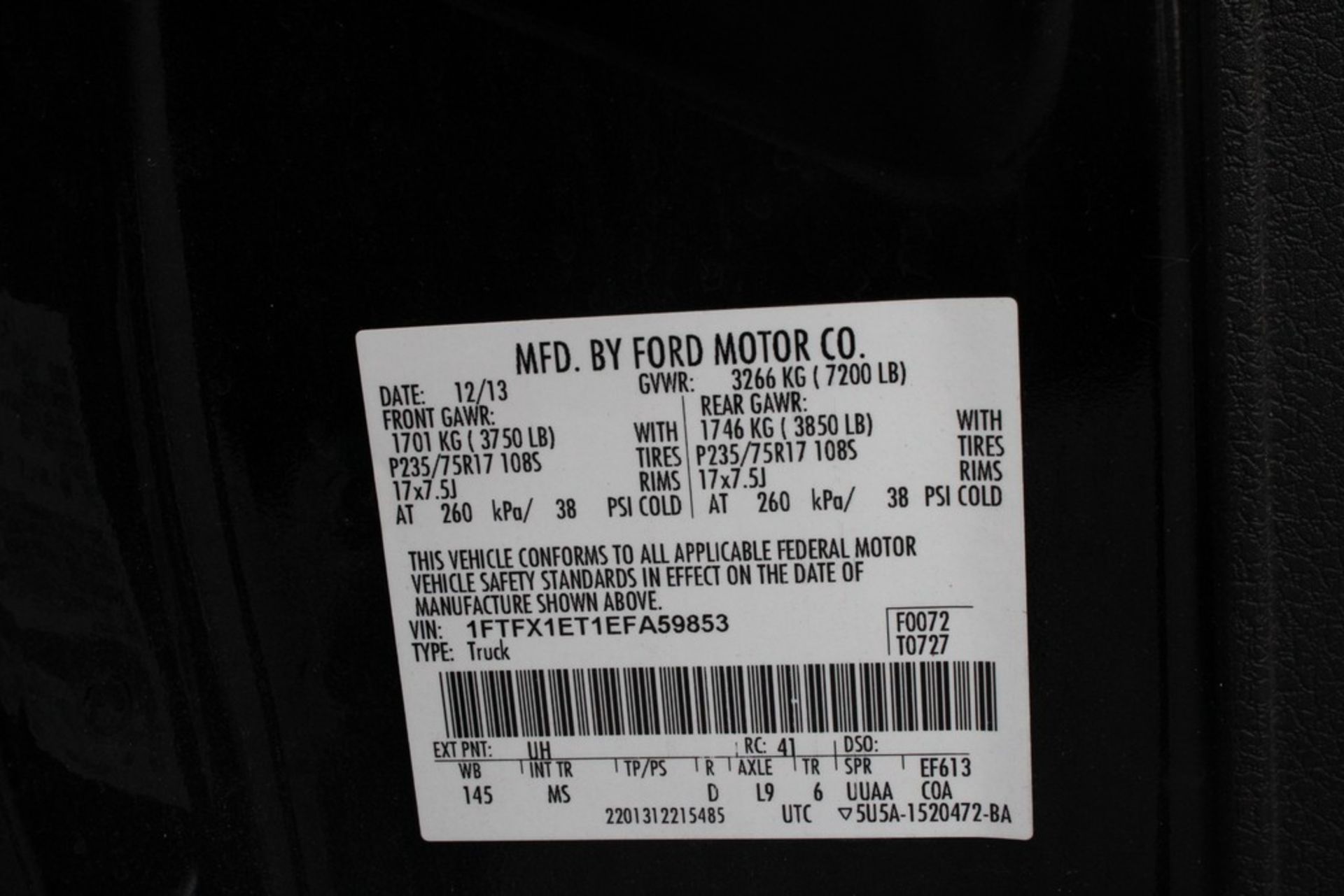 2014 FORD F-150 FX4 SUPERCAB, 6.5FT BED, 3.5L V6 TURBO, 4WD, VIN 1FTFX1ET1EFA59853, 187,735 MILES - Image 12 of 12
