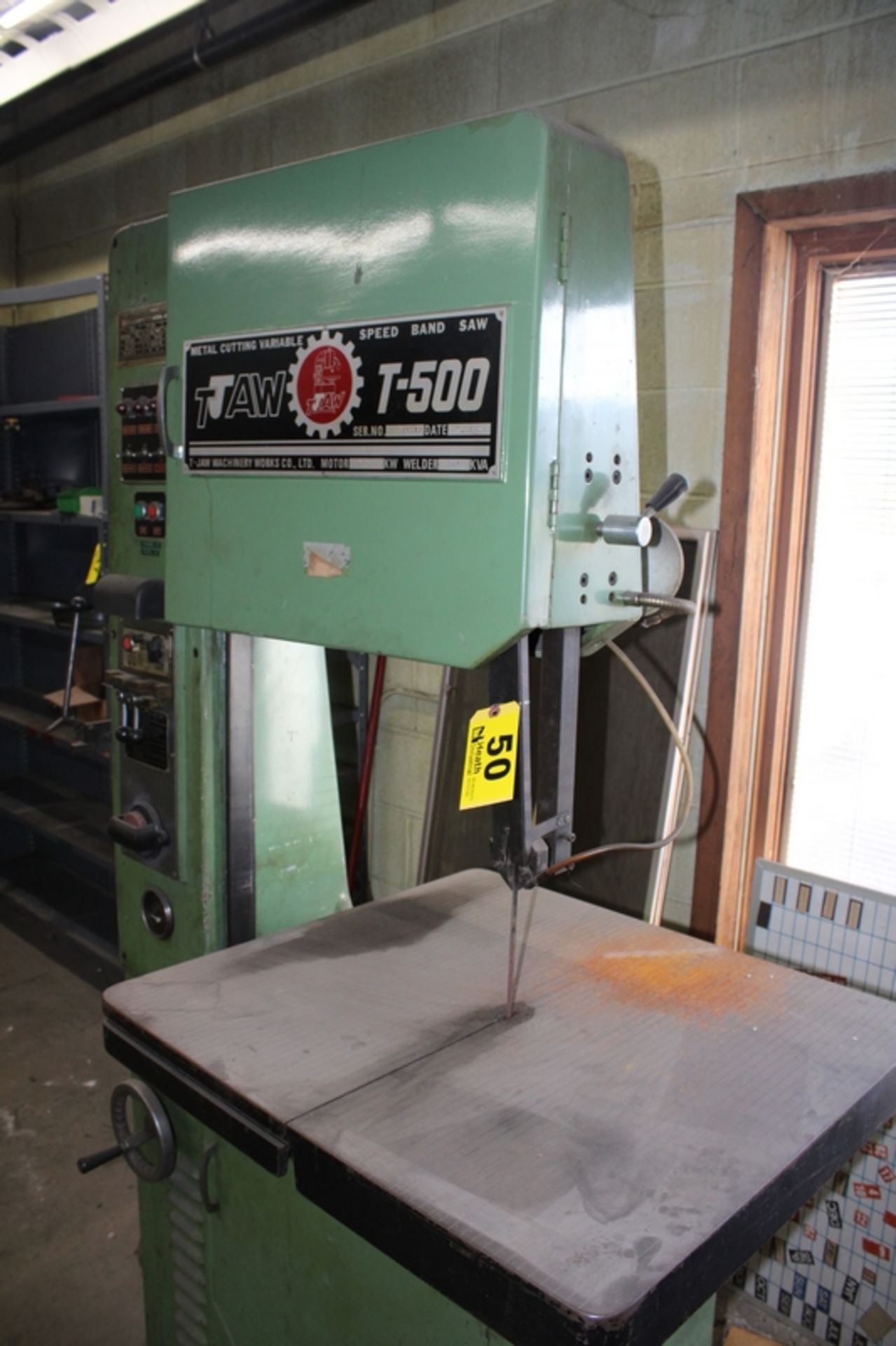 T-JAW 20” MODEL T-500 VERTICAL BAND SAW, S/N 50122, WITH BLADE WELDER - Image 2 of 8