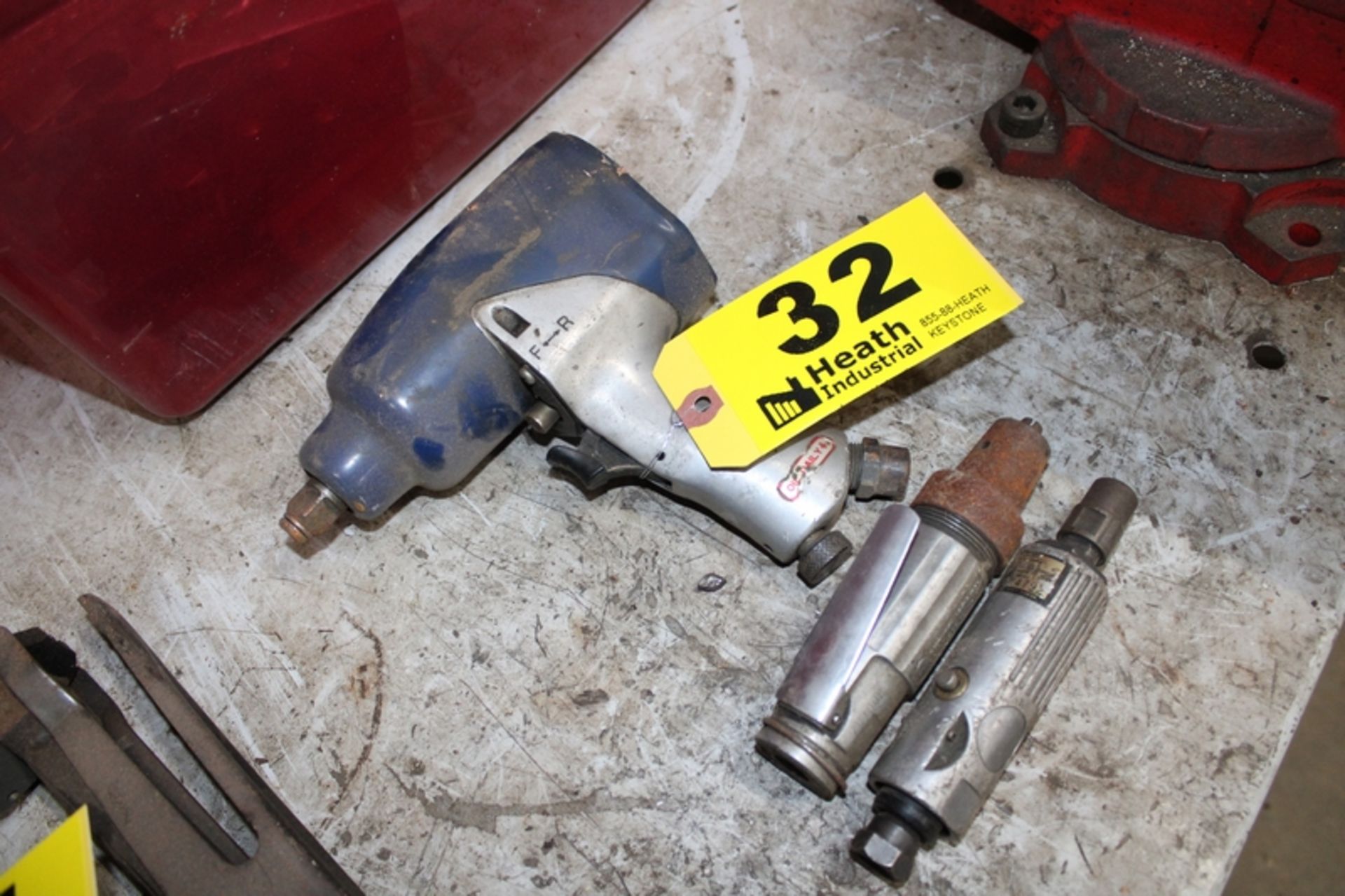 (3) ASSORTED PNEUMATIC TOOLS, 1/2" IMPACT GUN, (2) PNEUMATIC GRINDERS