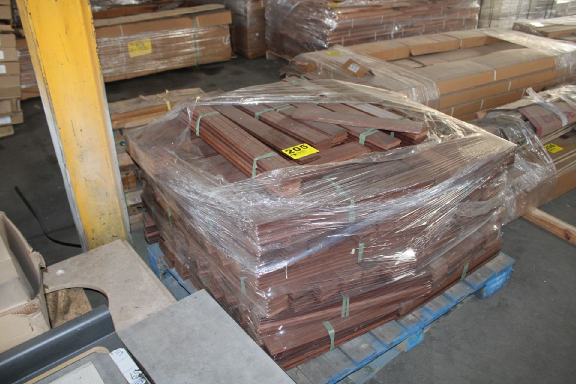 LARGE QUANTITY OF HARDWOOD FLOORING ON PALLET, 43" X 39" X 24"