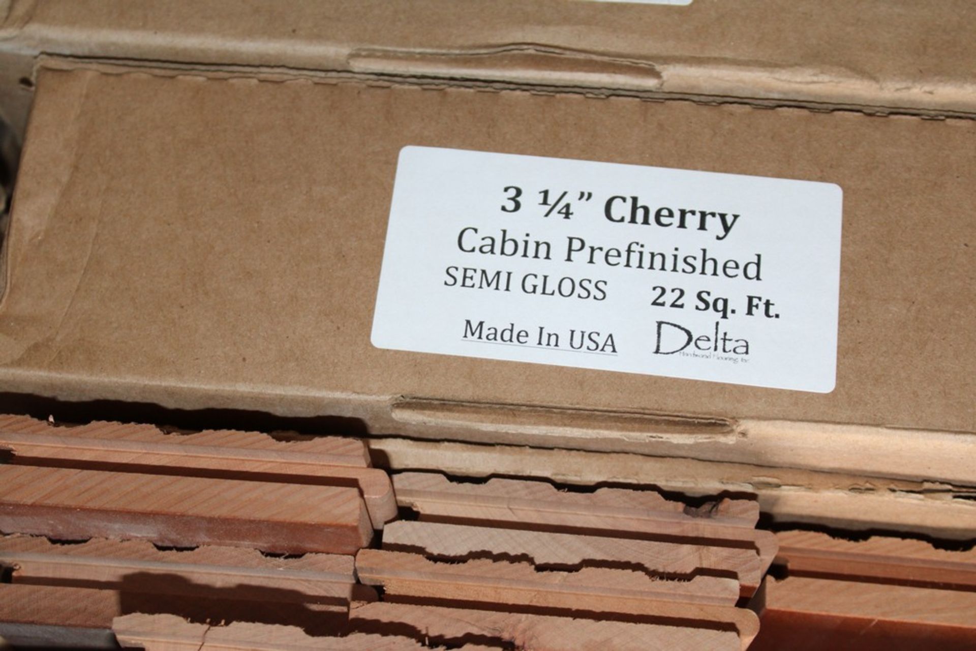 (37) BOXES OF 3-1/4" DELTA CHERRY, CABIN PREFINISHED FLOORING, 22 SQ. FT. PER BOX, SEMI-GLOSS - Image 2 of 2