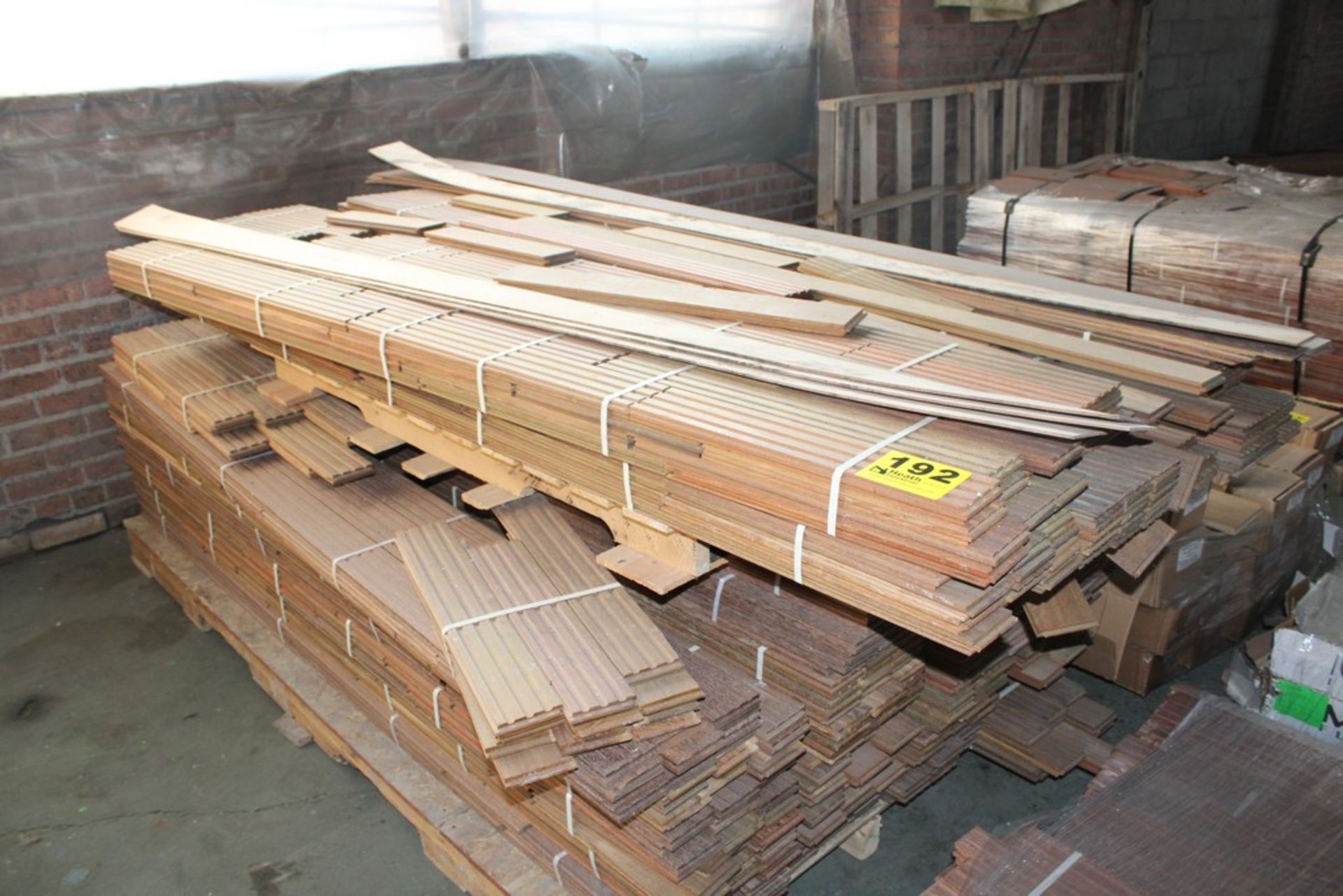 LARGE QUANTITY OF HARDWOOD FLOORING ON PALLET, 7' X 42" X 48"