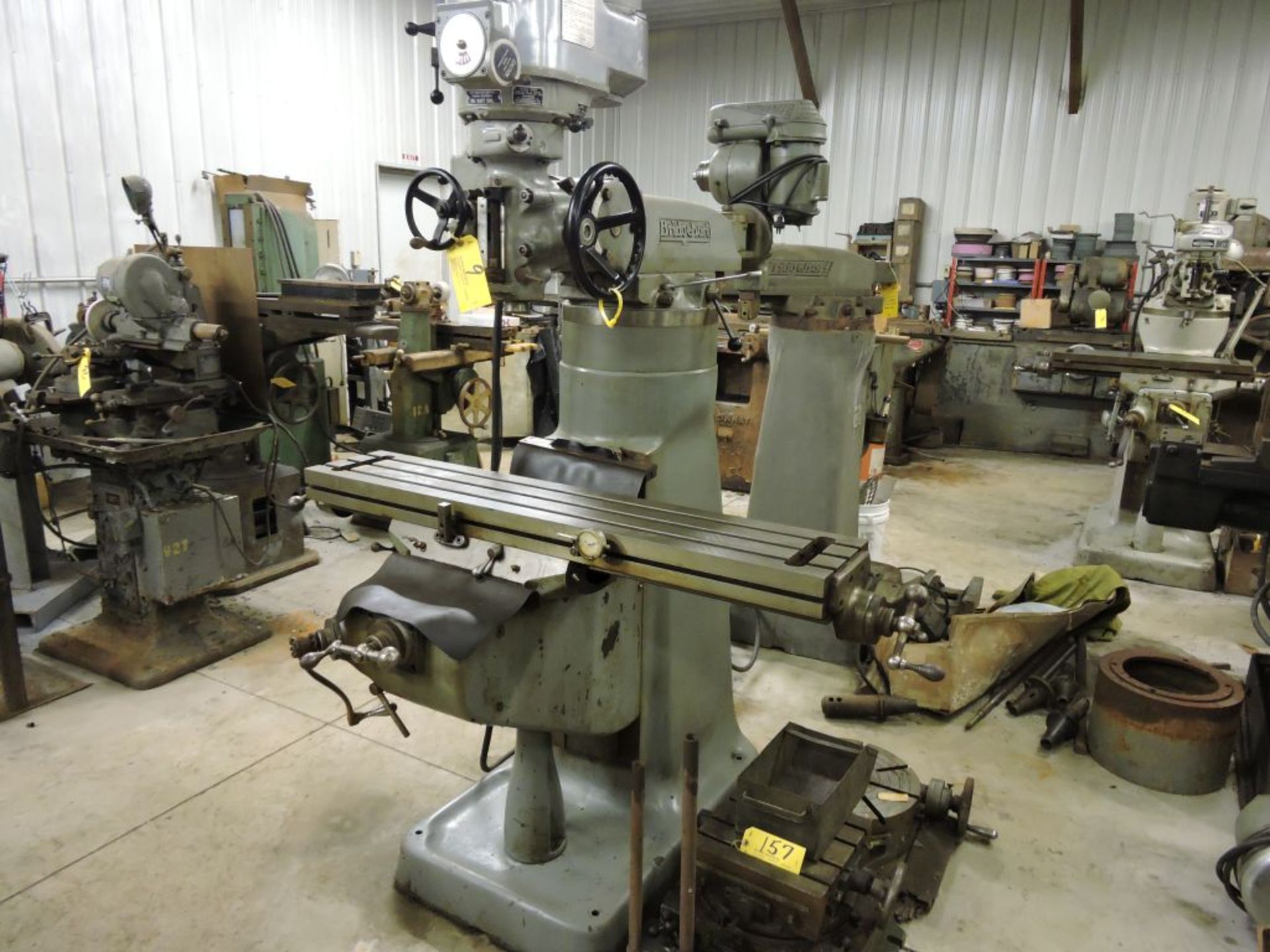 Bridgeport mill, model 12-BR, sn 83978, 9" x 48" bed, manual (not down power), shaping attachment. - Image 12 of 15