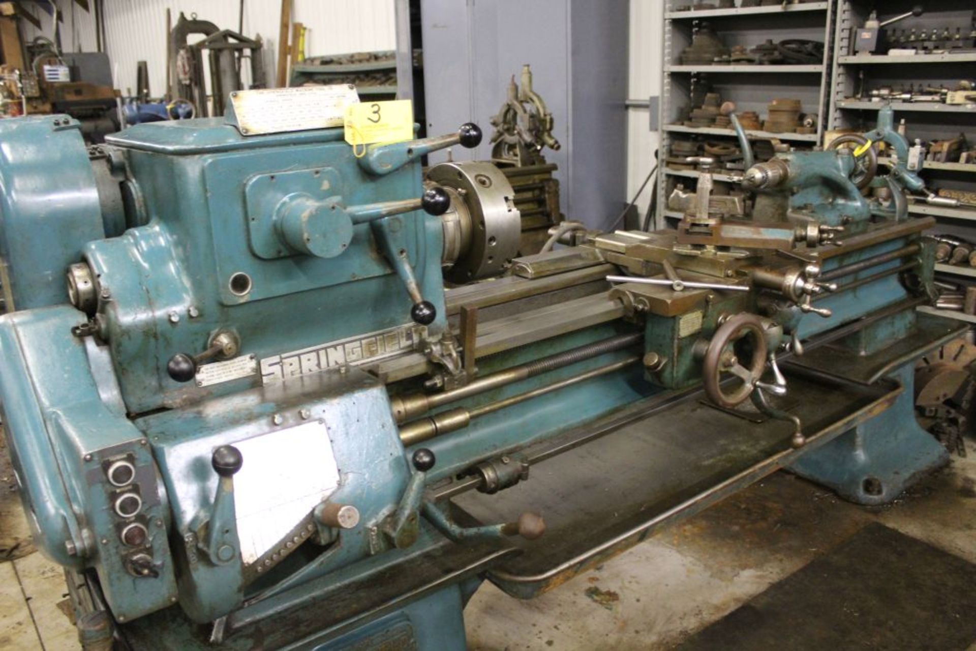 Springfield lathe, sn 52071, 14", 1 3/4" hole, 16" swing, 48" center to center, taper attachment, - Image 4 of 14