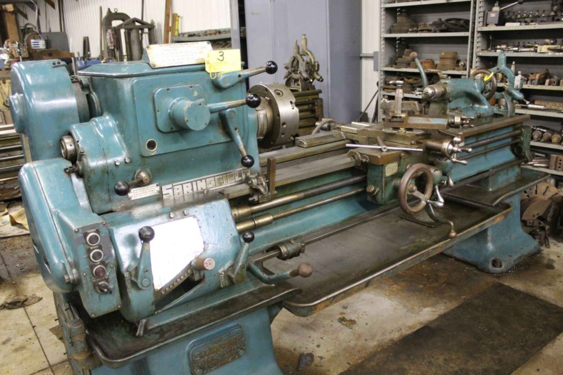 Springfield lathe, sn 52071, 14", 1 3/4" hole, 16" swing, 48" center to center, taper attachment, - Image 2 of 14