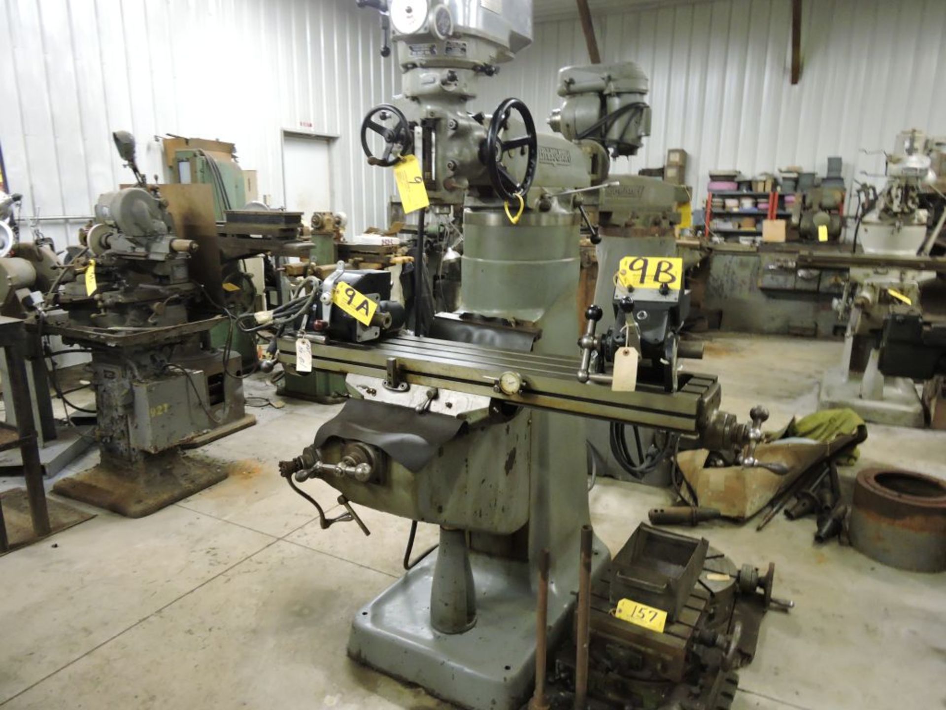 Bridgeport mill, model 12-BR, sn 83978, 9" x 48" bed, manual (not down power), shaping attachment. - Image 14 of 15