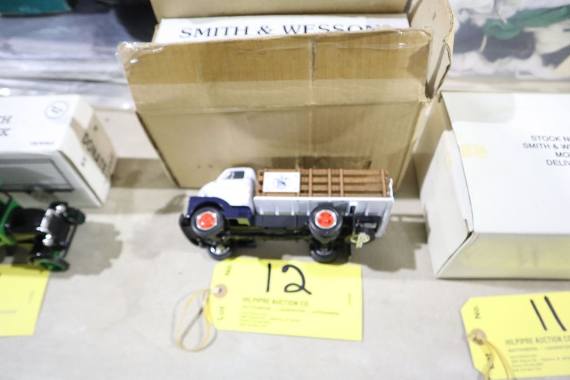 Smith & Wesson scale model bank 1952 GMC stake truck, 1/34 scale.