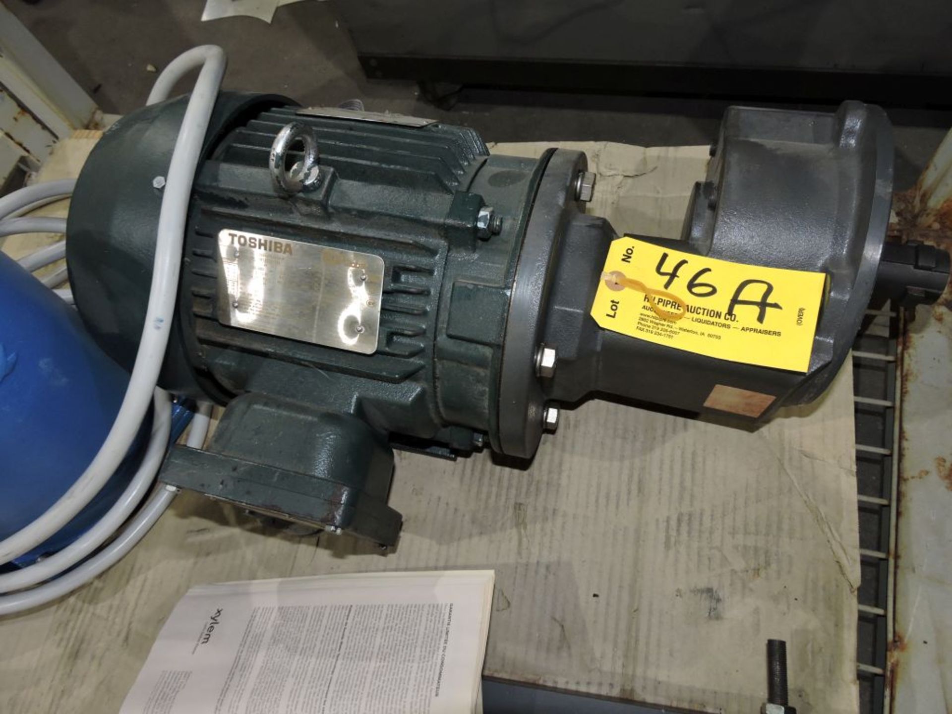 Toshiba 5 hp motor, 1,750 rpm.