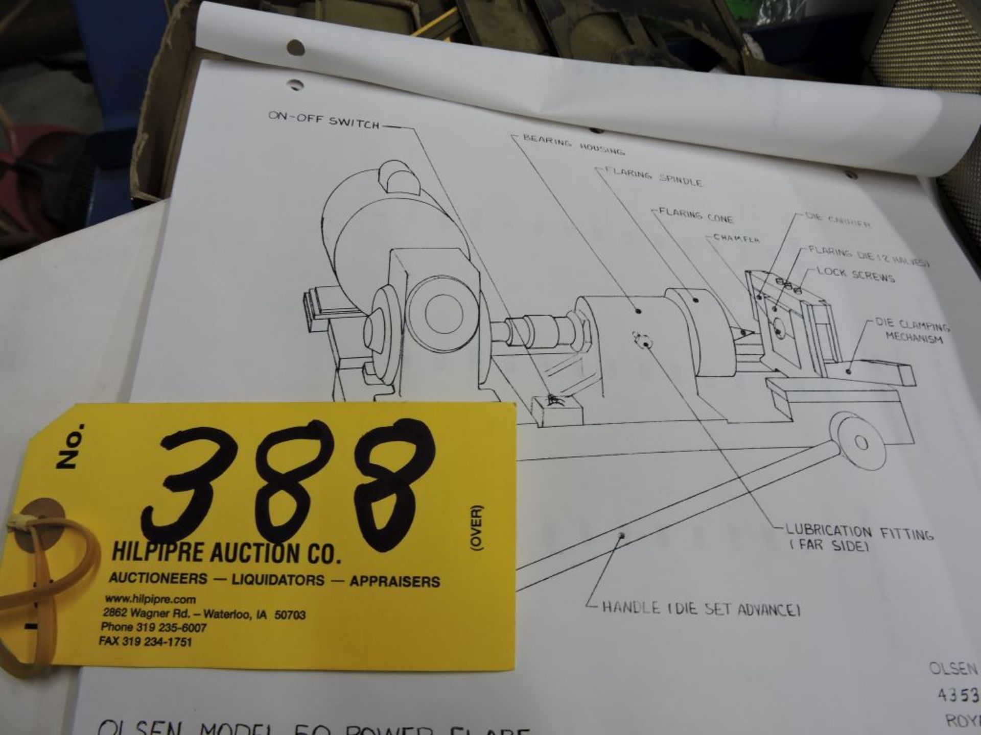 New Olsen Mfg. Power Flare model 50, sn 3987, flaring cores and dies, 1/4" to 1 1/4". - Image 5 of 6