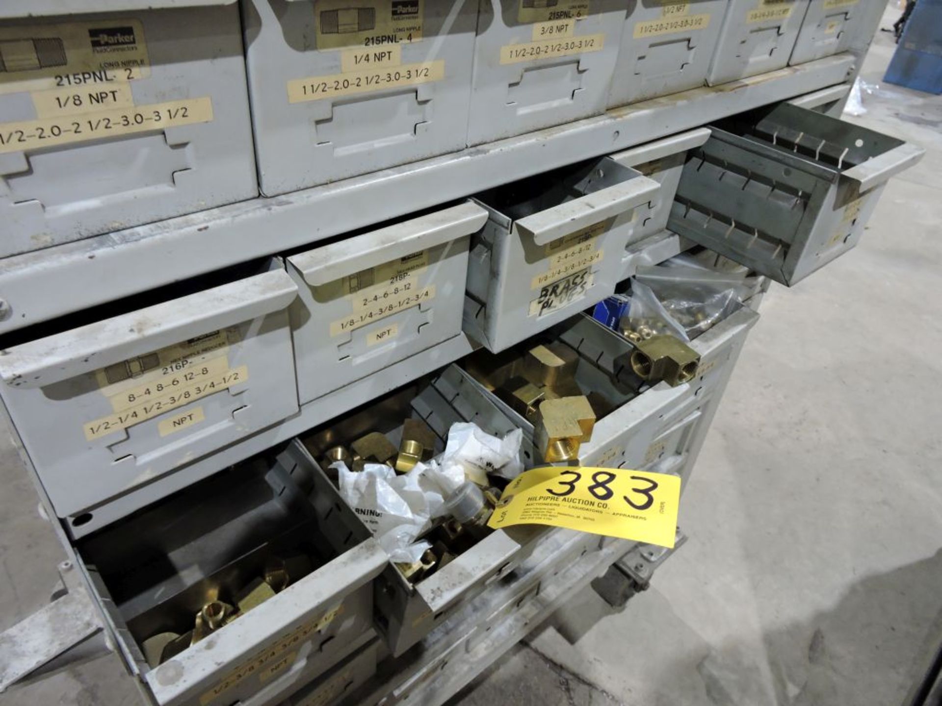 Polyflow connectors 72 drawer, containing brass, etc., on rolling cart. - Image 2 of 2