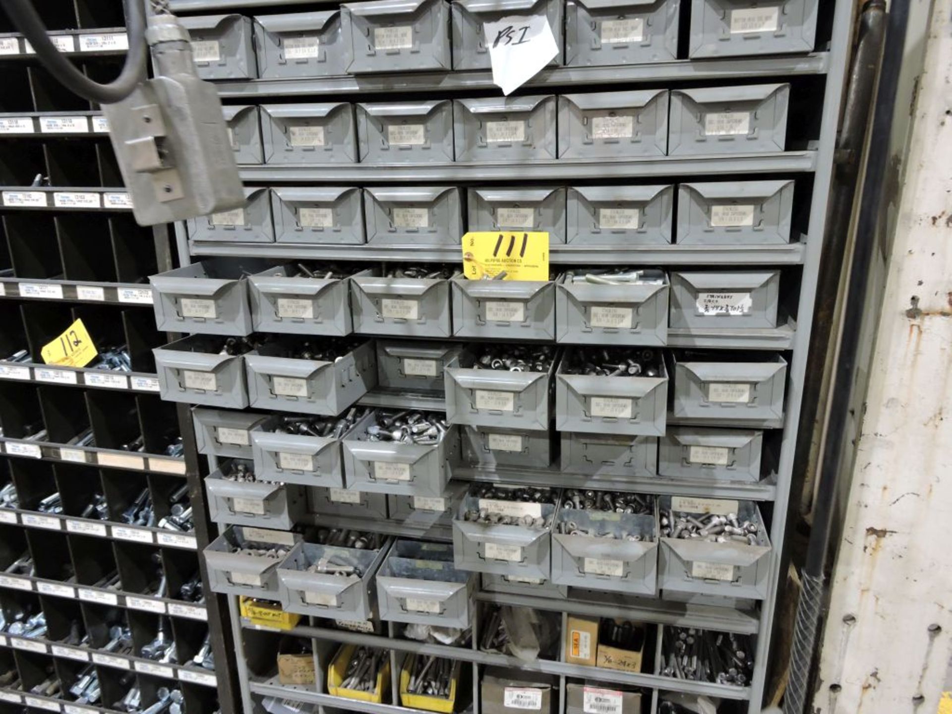 Storage cabinet w/90 trays of capscrews.