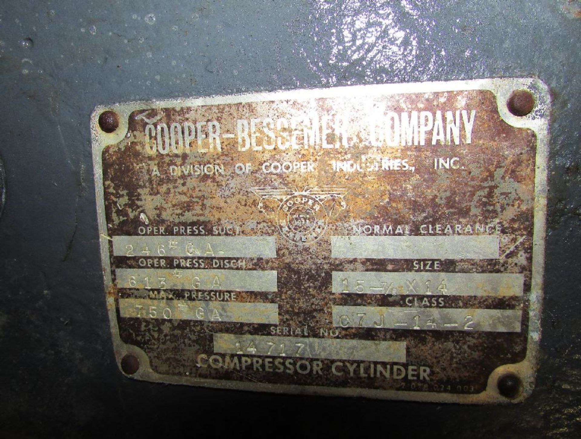 Cooper Bessemer Type C7J-14-2 15-7/8X14 Compressor Cylinder - Image 5 of 5