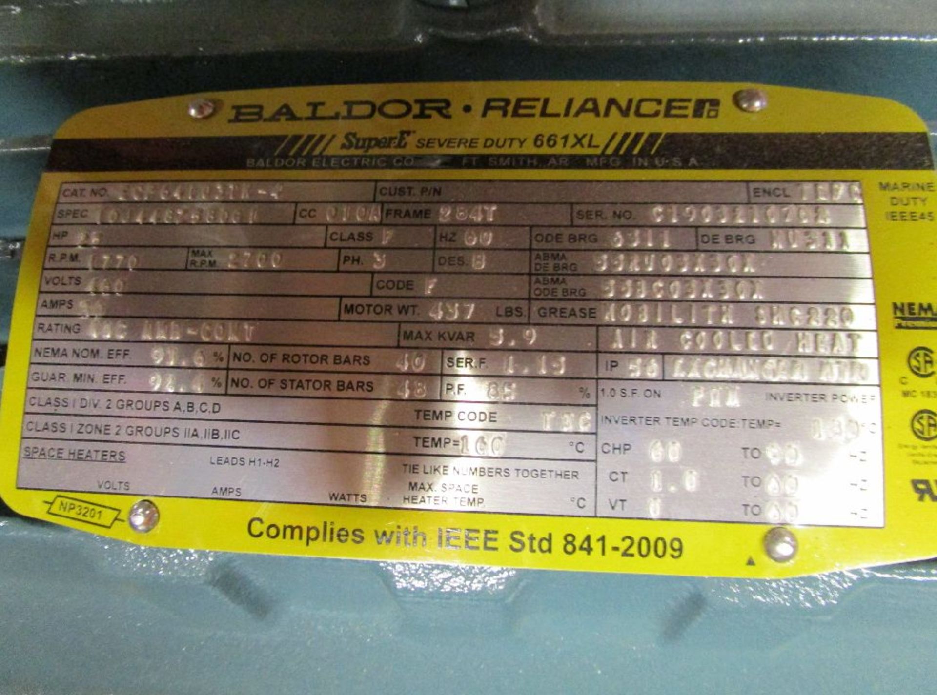 Baldor Reliance Model 661 XL 25 HP Electric Induction Motor - Image 3 of 4