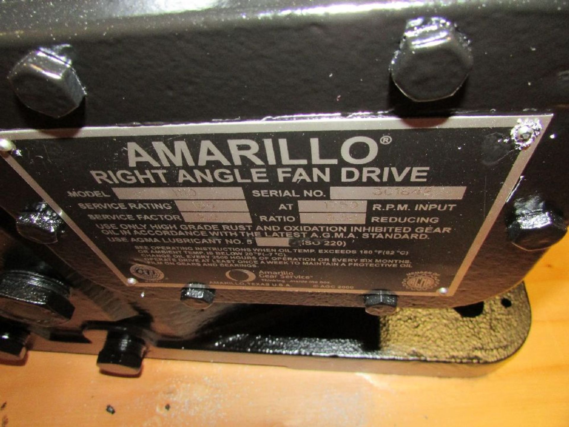 Amarillo Gear Co. Model 110 9.5:1 Right Angle Fan Drive Gear Box - Image 3 of 4