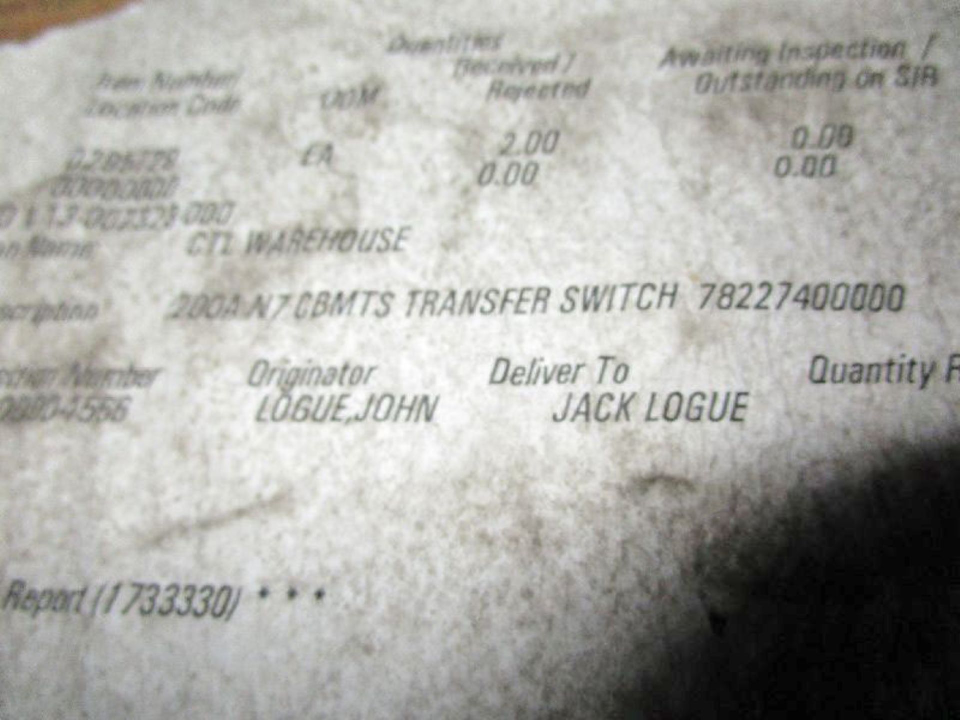 Cooper Model CBMTS 200 Amp Transfer Switch - Image 3 of 3