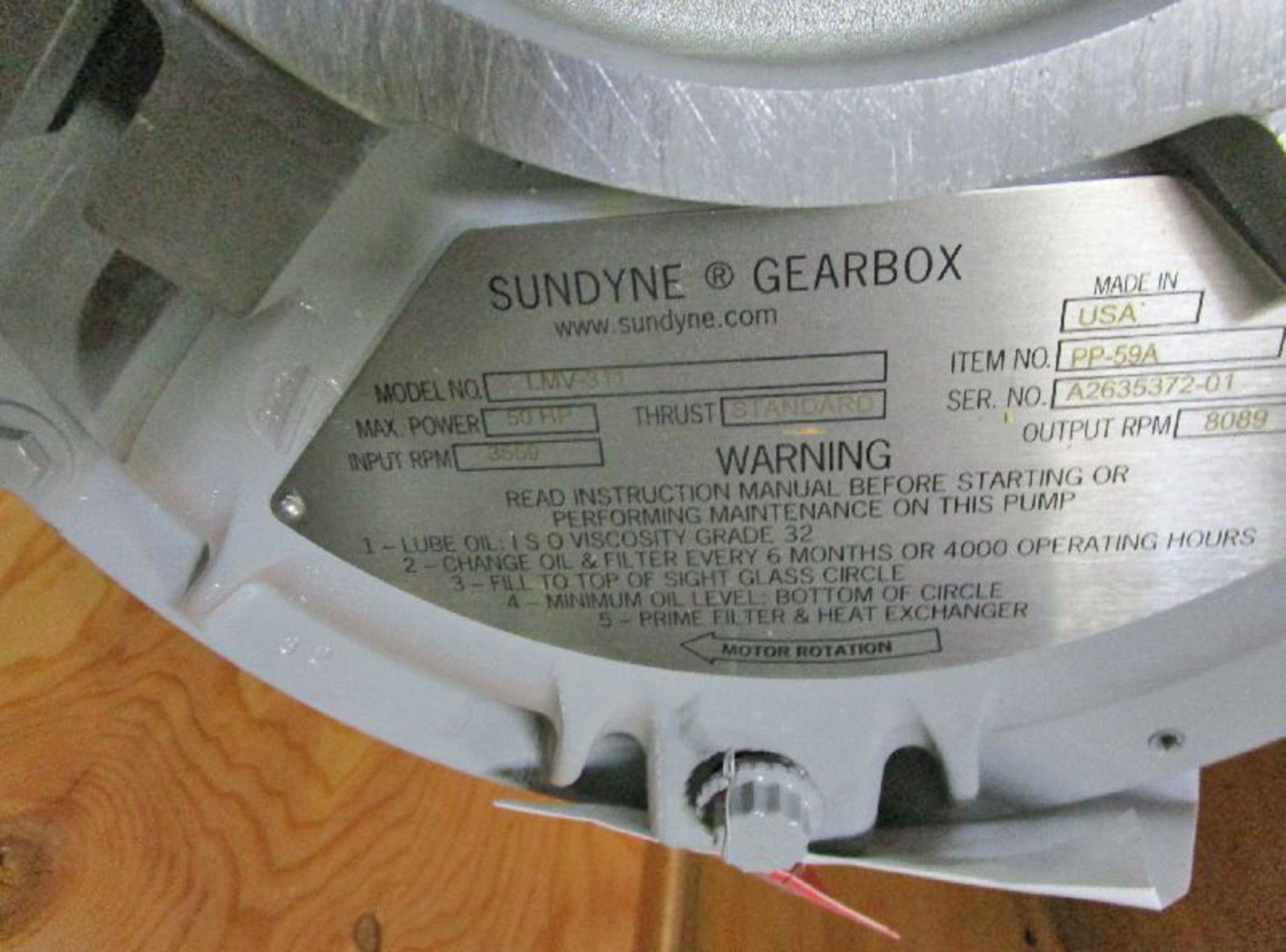 Sundyne Model LMV-311 Standard Thrust Gear Box - Image 2 of 3