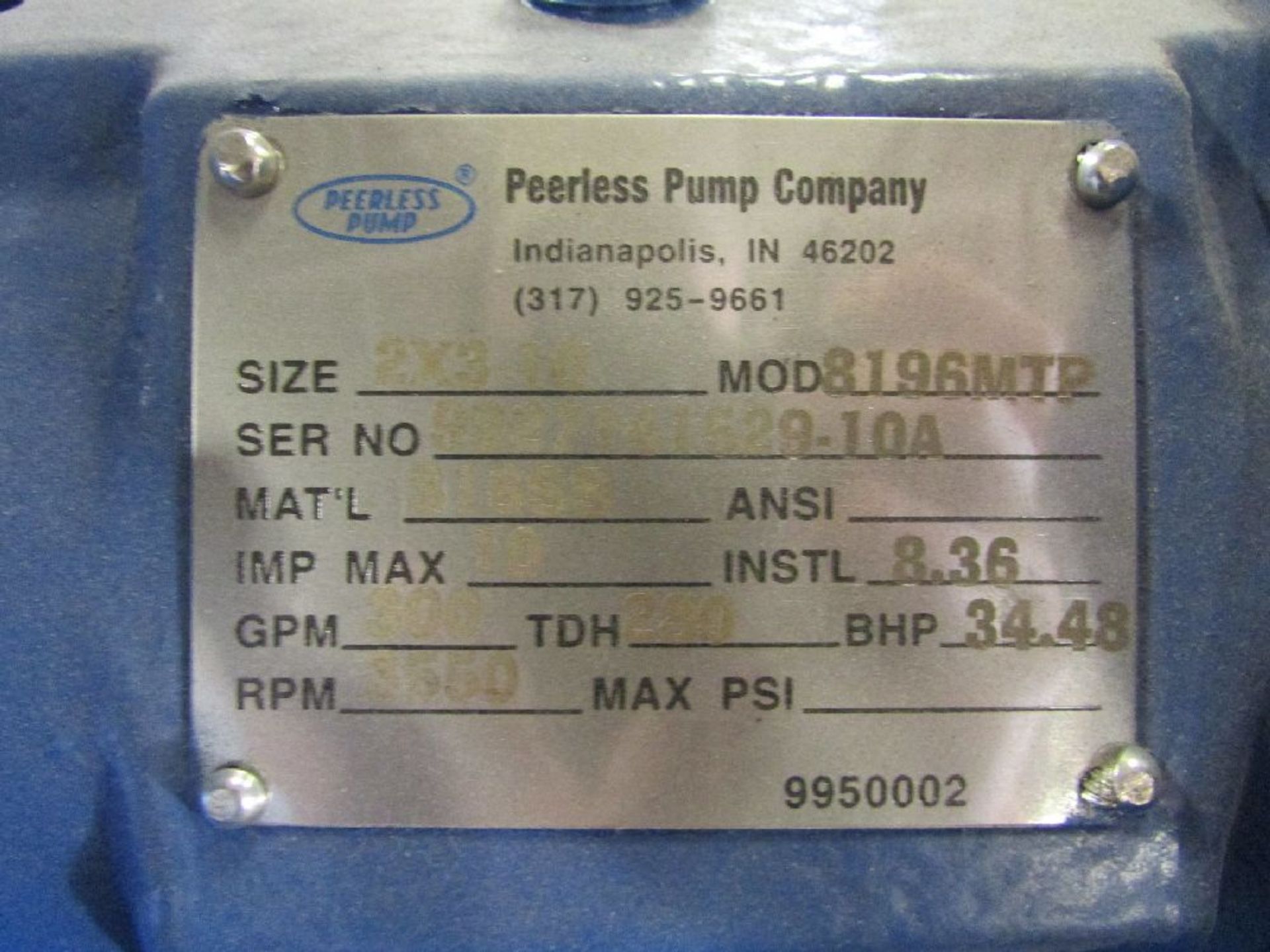 Peerless Pump Co Model 8196MTP 2x3-10 Centrifugal Pump - Image 5 of 5