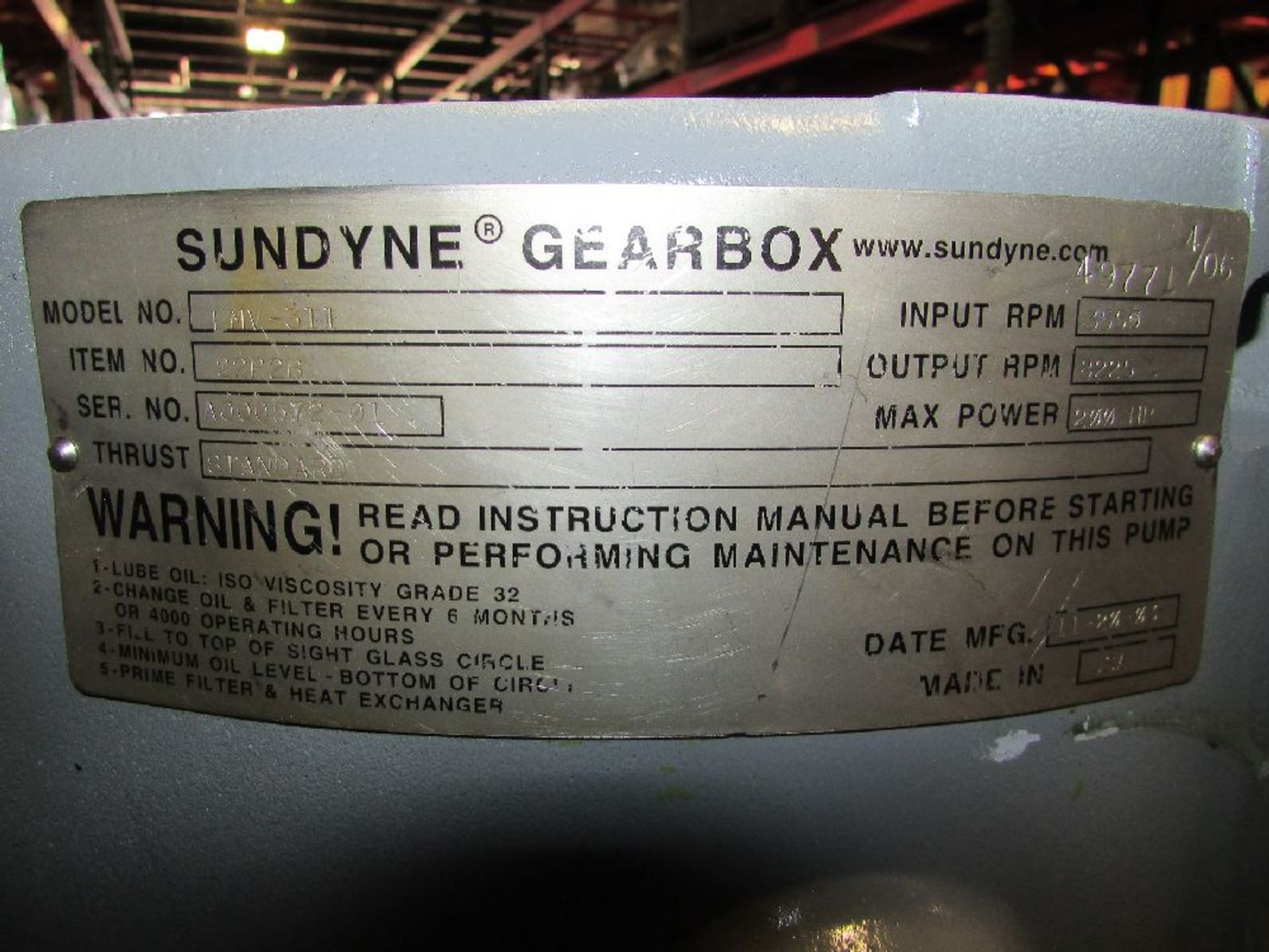 Sundyne Model LMV311 200 HP Gear Box - Image 5 of 5