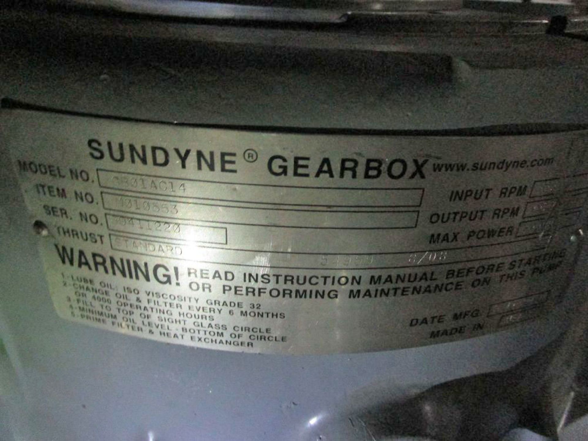 Sundyne Model GB01AC1 200 HP Max Gear Box - Image 3 of 6