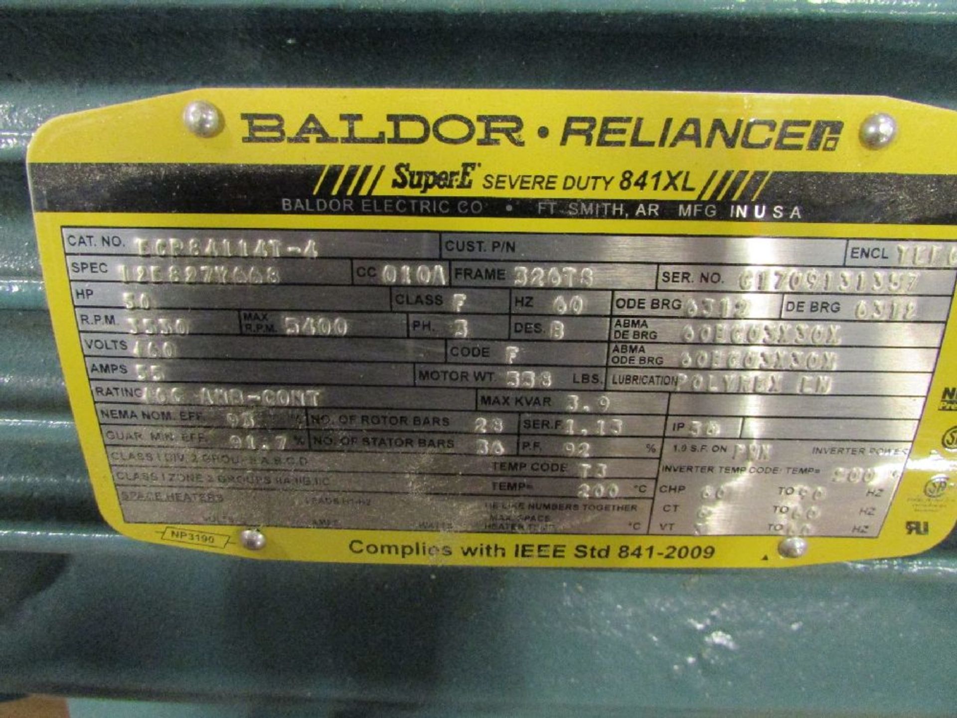 Baldor Reliance Model Super Sever Duty 841XL 50 HP Electric Induction Motor - Image 4 of 4