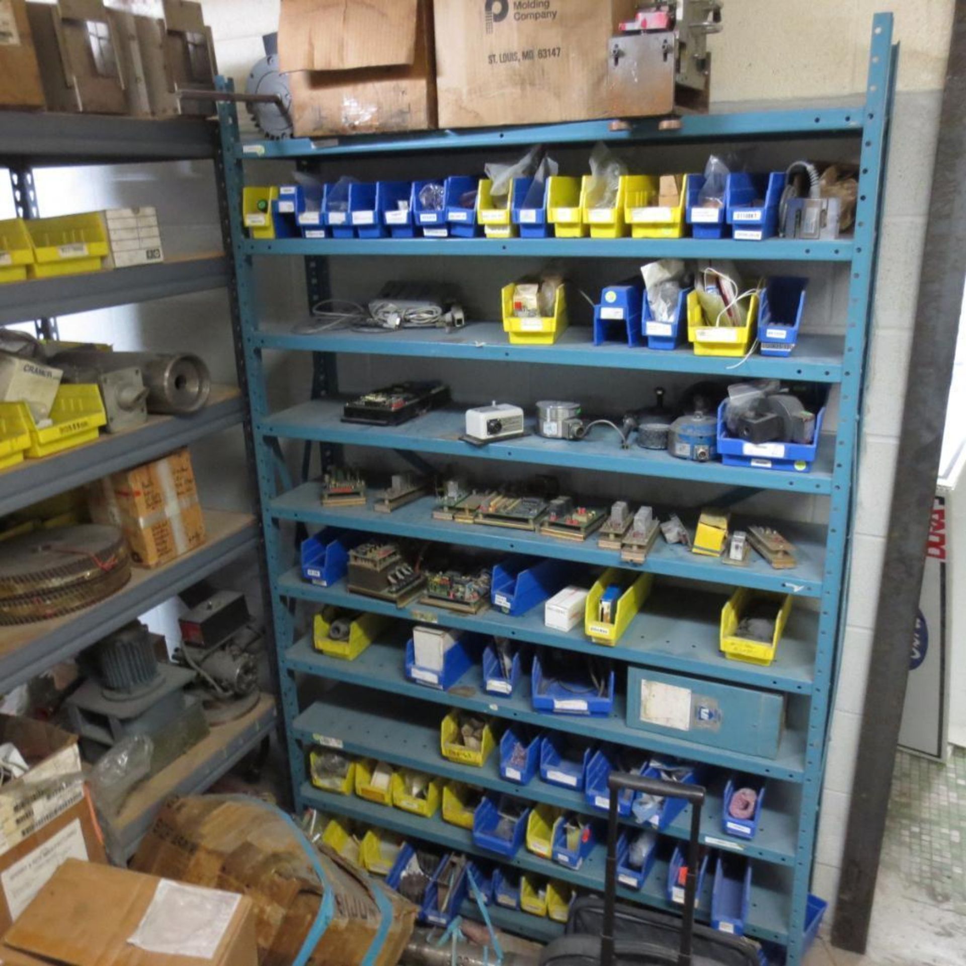 Parts Room Consisting of Gears, Electric Boards, Motors, AB Item, Filters, Motor Starters and Parts