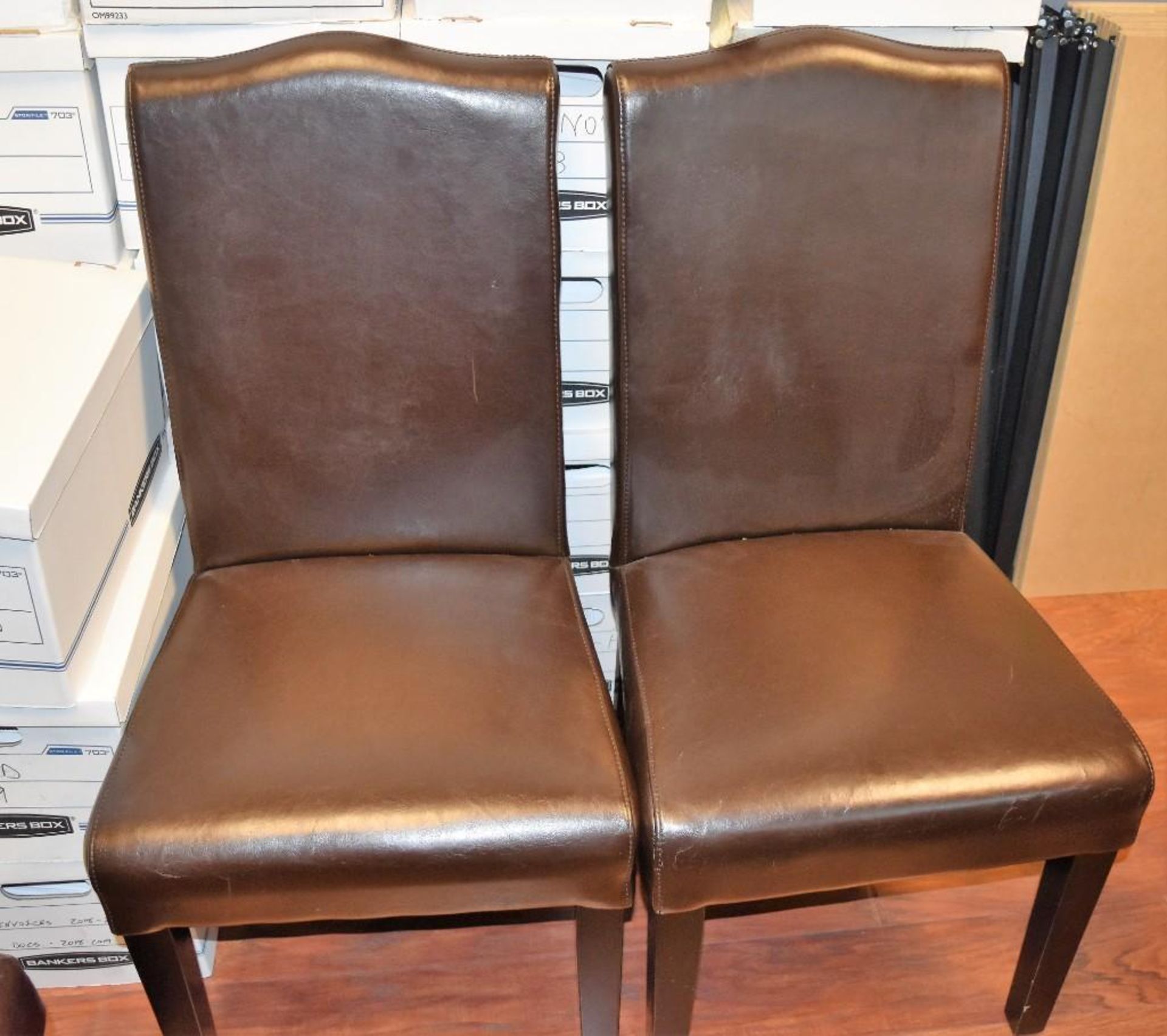 Lot c/o: (3) Wood Frame Leather Upholstered High-Back Posture Chairs - Image 2 of 2