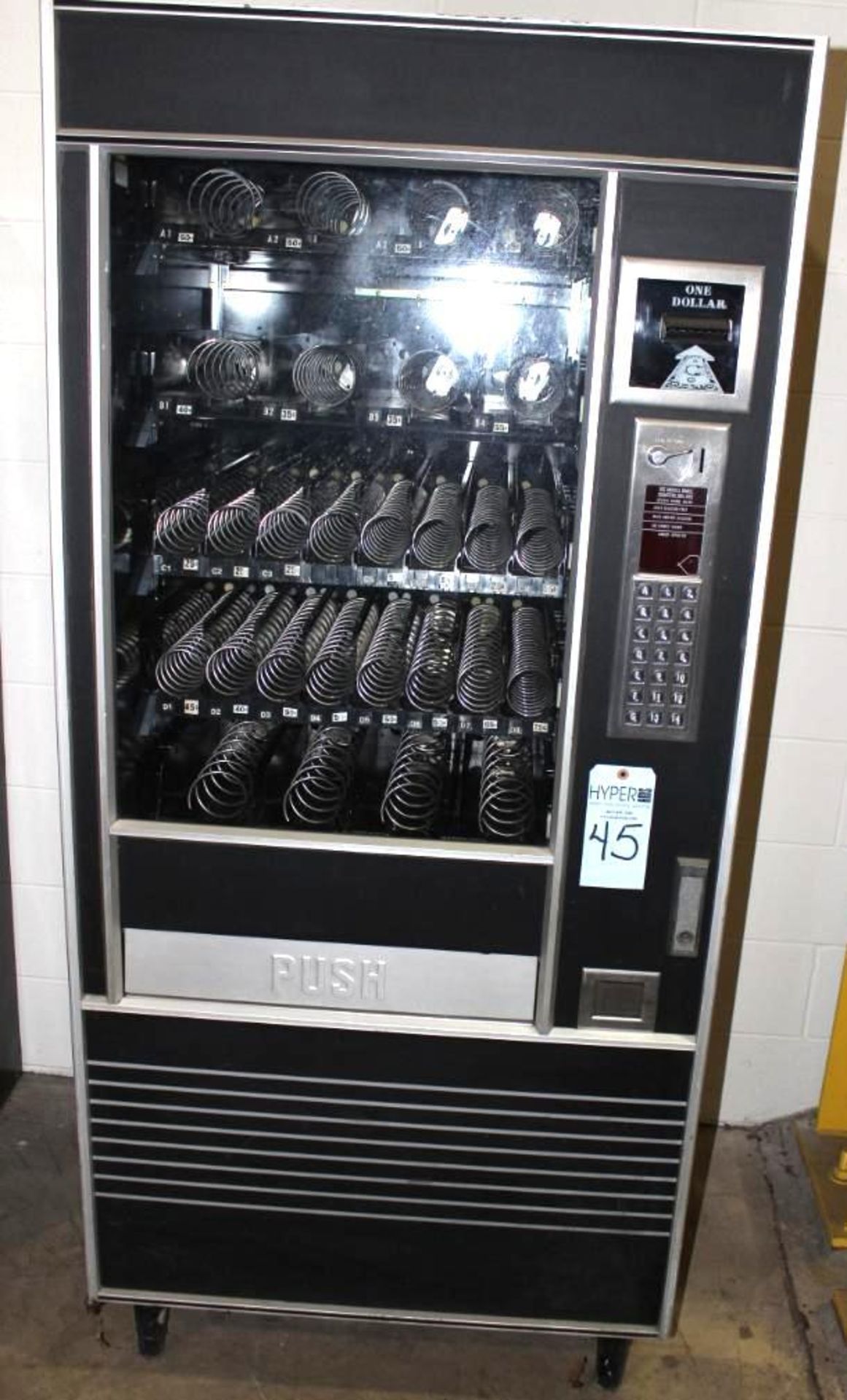 Vending Machine, 28-Section Upright Dry Goods Vending Machine w/Dollar Bill & Coin Operated