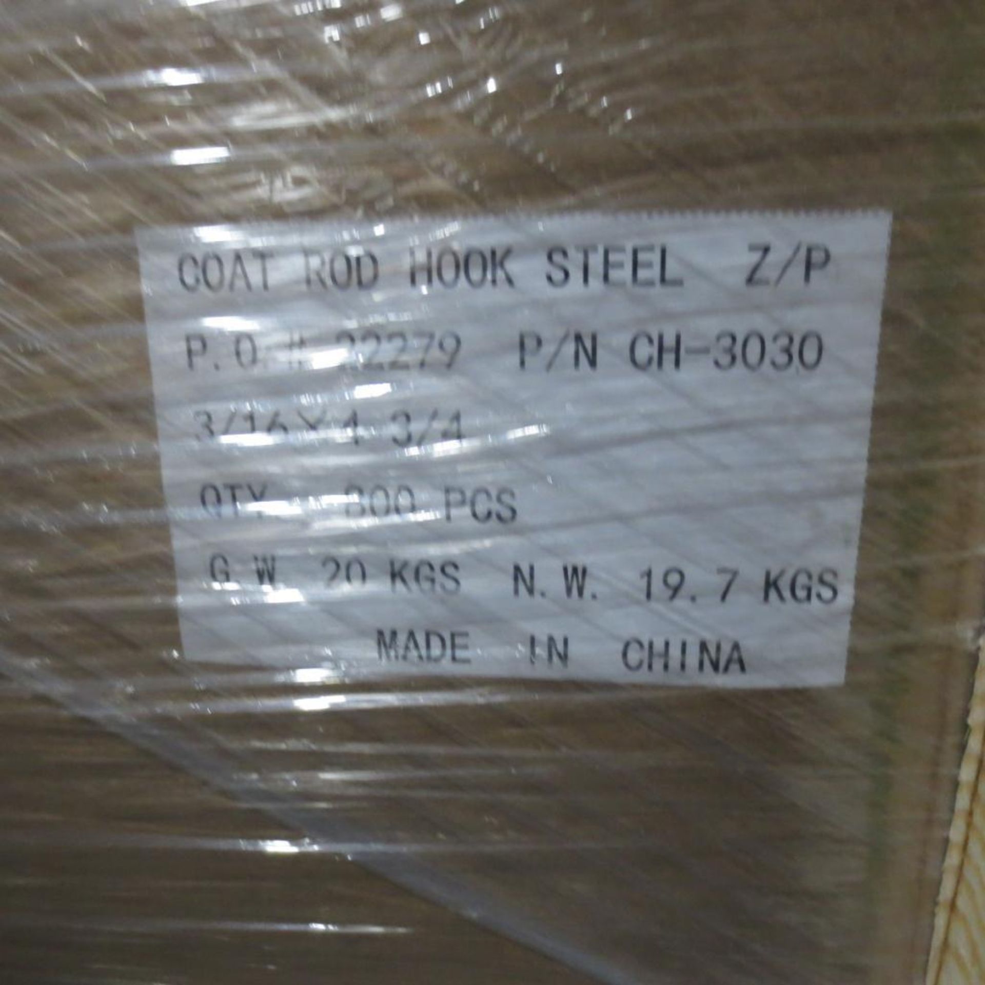 Appx. (36) Boxes on Pallet of Coat Rod Hooks Steel Z/P 800 to Box 3/16 x 4/3/4 PO22279P/N CH-3030, S - Image 4 of 5