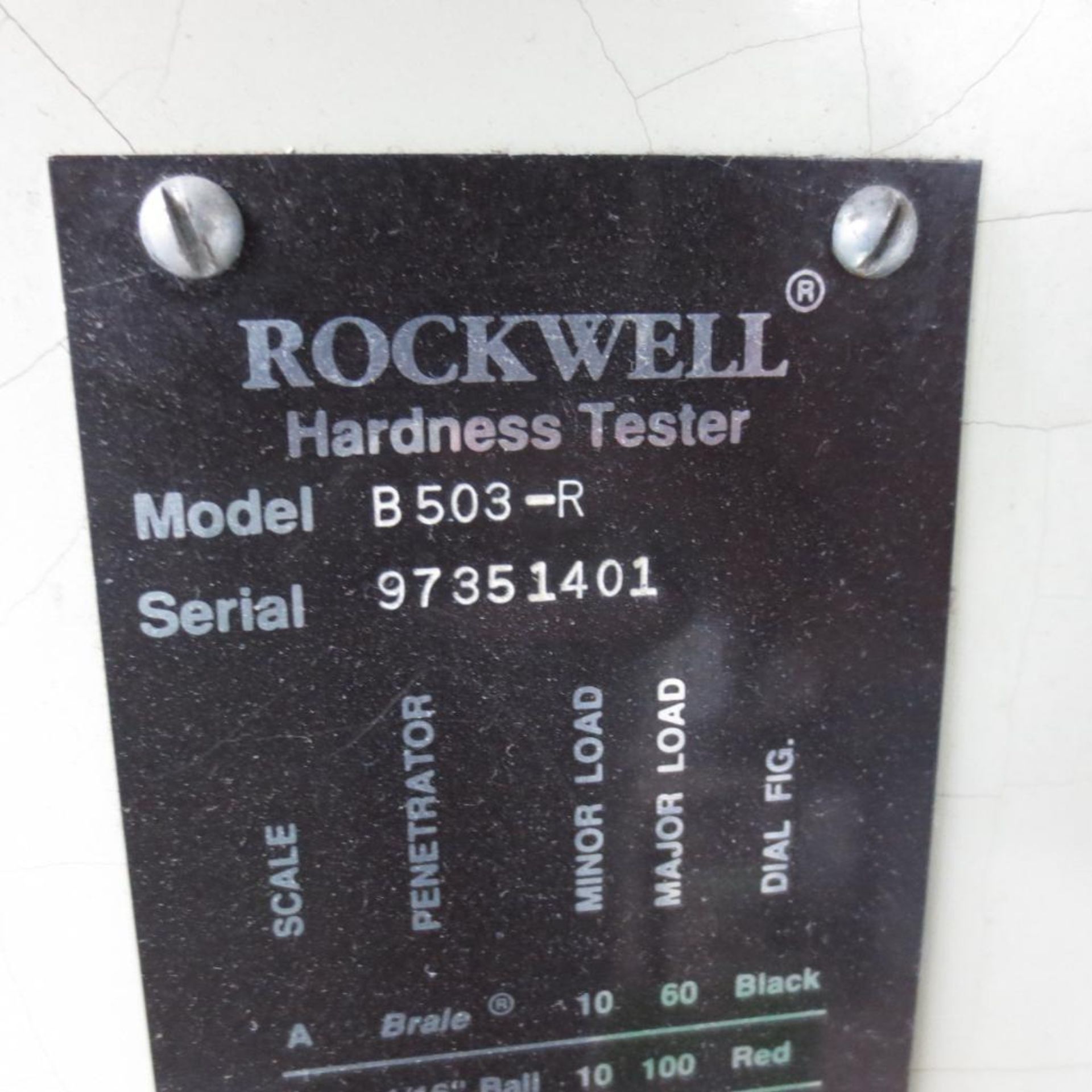 Wilson Rockwell Hardness Tester, Model B503-R, S/N 93751401 - Image 4 of 4