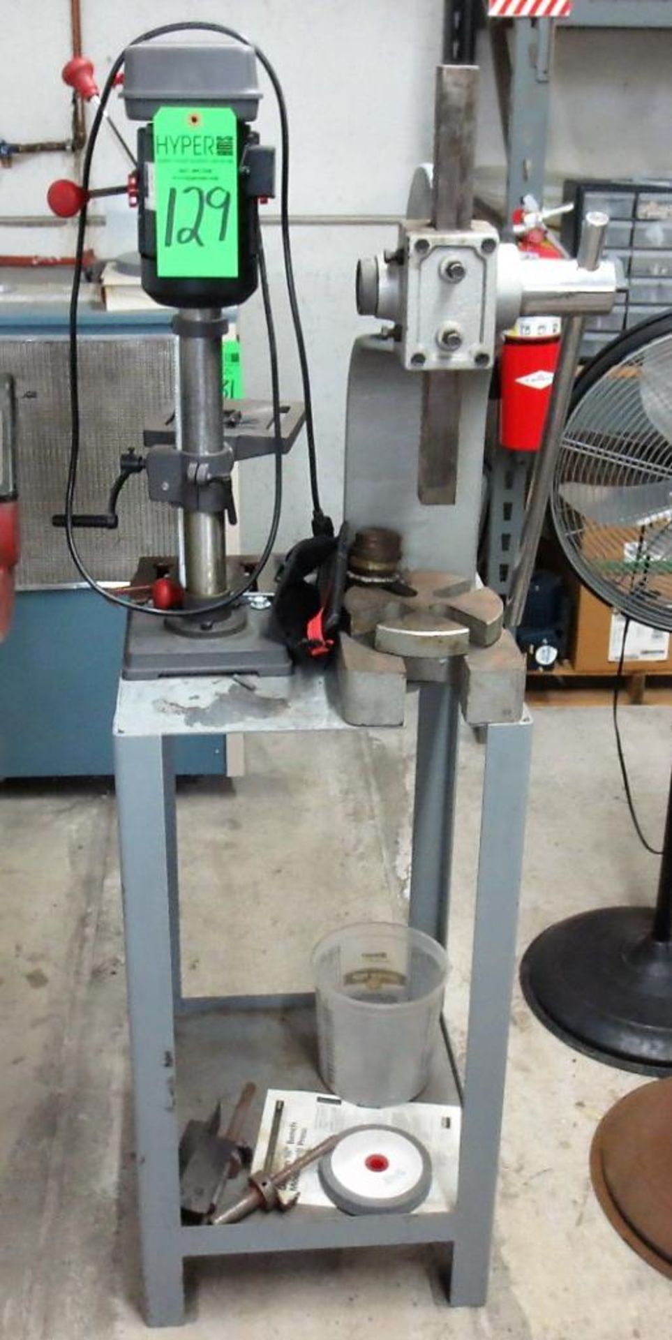 Stand With Arbor Press and Dayton 10" Drill Press Model 16N196, 120V, 1 PH ( Loc. On Mezzanine buyer
