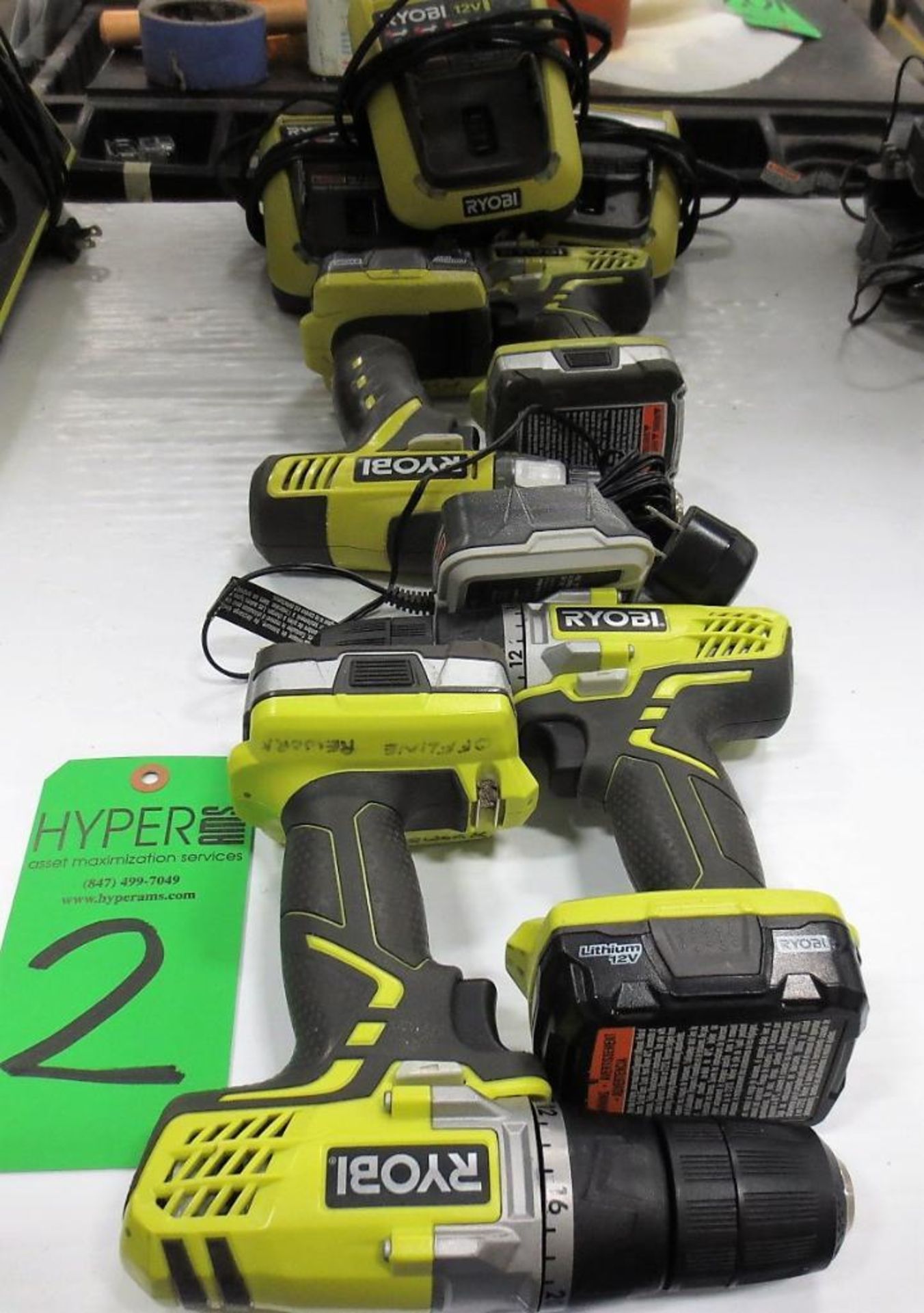 (4) Ryobi 12V Battery Drills With 3 Chargers.**Lot Located at 2395 Dakota Drive, Grafton, WI 53024**