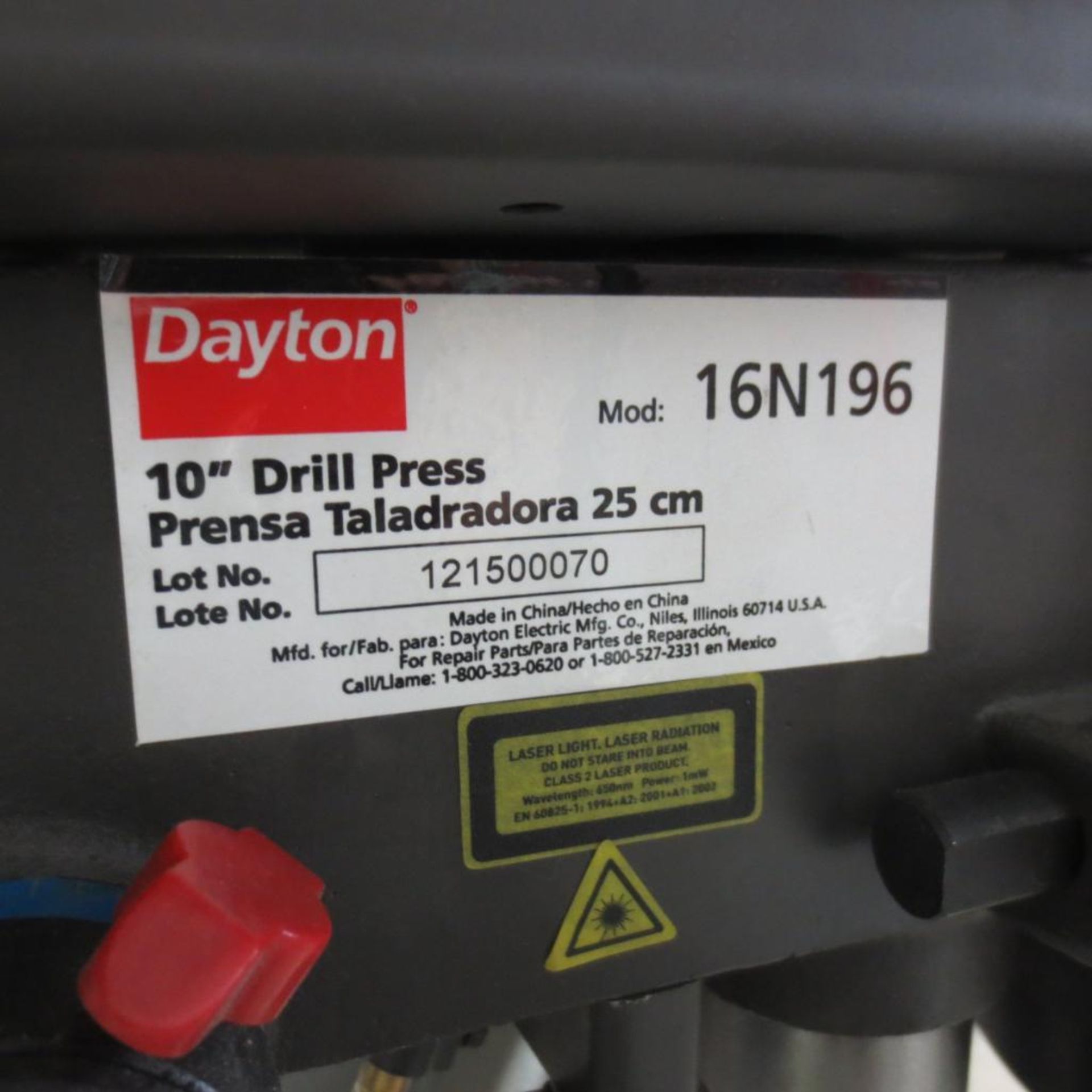Stand With Arbor Press and Dayton 10" Drill Press Model 16N196, 120V, 1 PH ( Loc. On Mezzanine buyer - Image 4 of 5